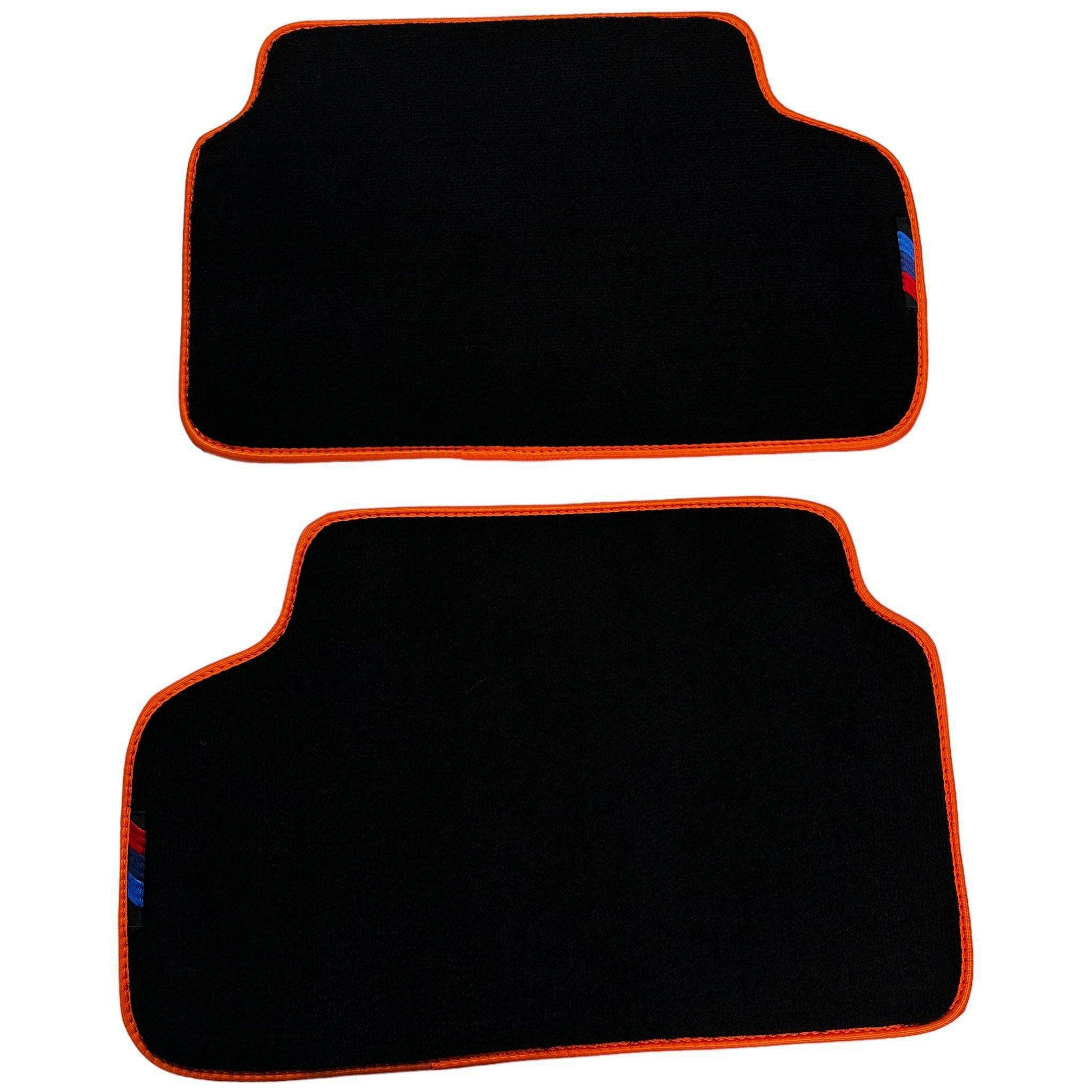 Black Floor Floor Mats For BMW 1 Series E82 | Orange Trim