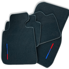 Black Floor Mats For BMW 1 Series E88 Convertible With 3 Color Stripes Tailored Set Perfect Fit - AutoWin
