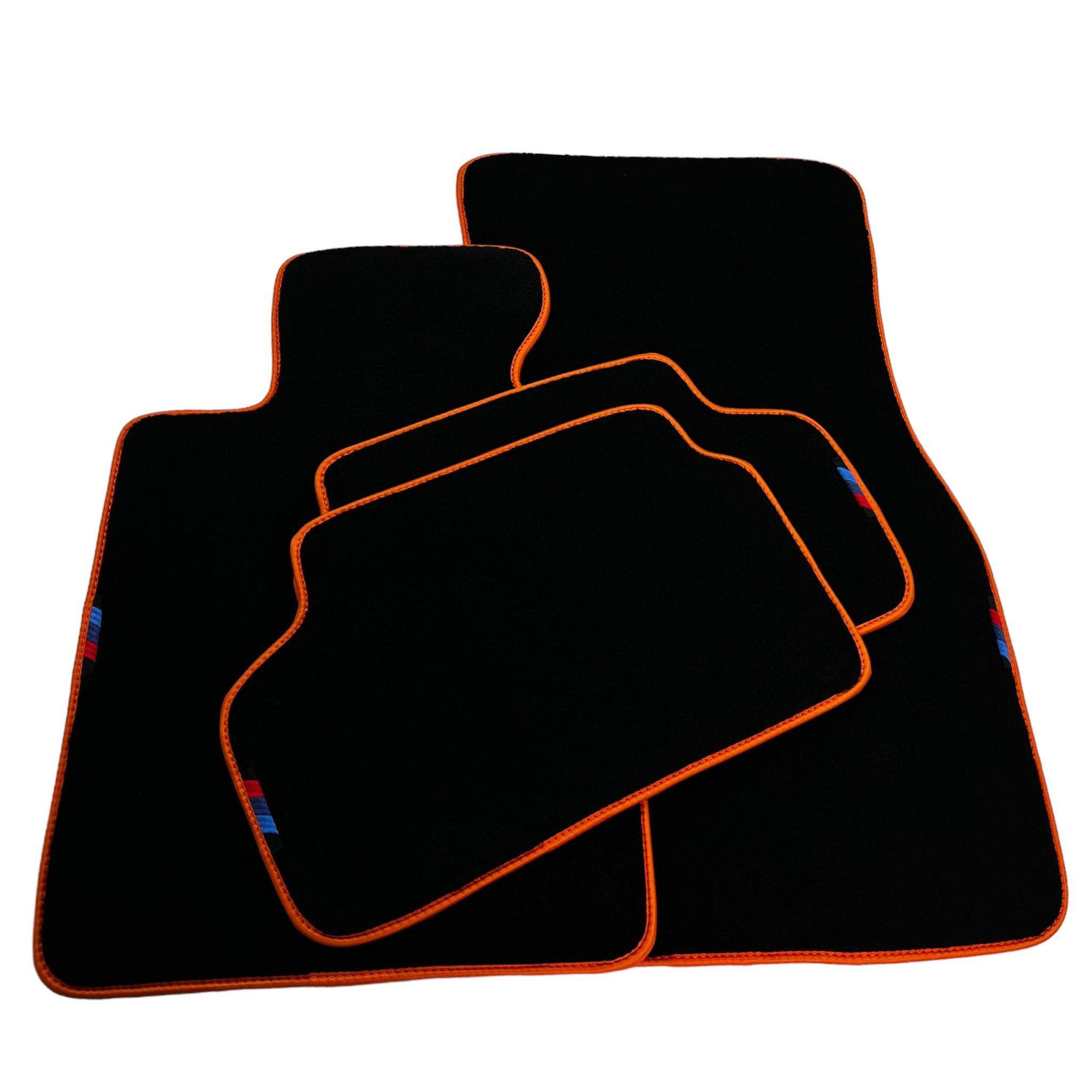 Black Floor Floor Mats For BMW 1 Series F20 | Orange Trim