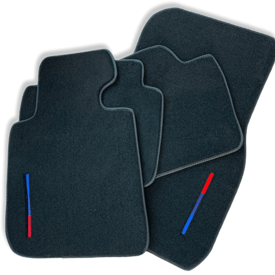 Black Floor Mats For BMW 1 Series F21 3-door Hatchback With 3 Color Stripes Tailored Set Perfect Fit - AutoWin