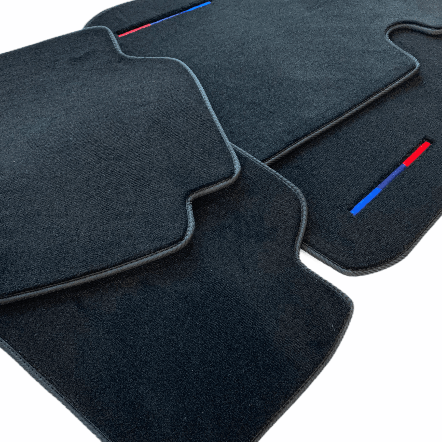 Black Floor Mats For BMW 3 Series E30 4-doors Sedan With 3 Color Stripes Tailored Set Perfect Fit - AutoWin