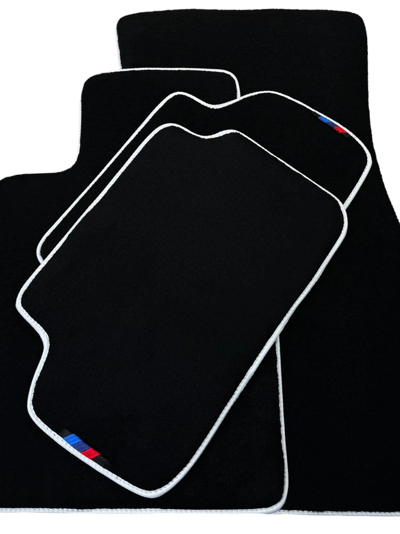 Black Floor Floor Mats For BMW 3 Series E93 | White Trim Brand | White Trim
