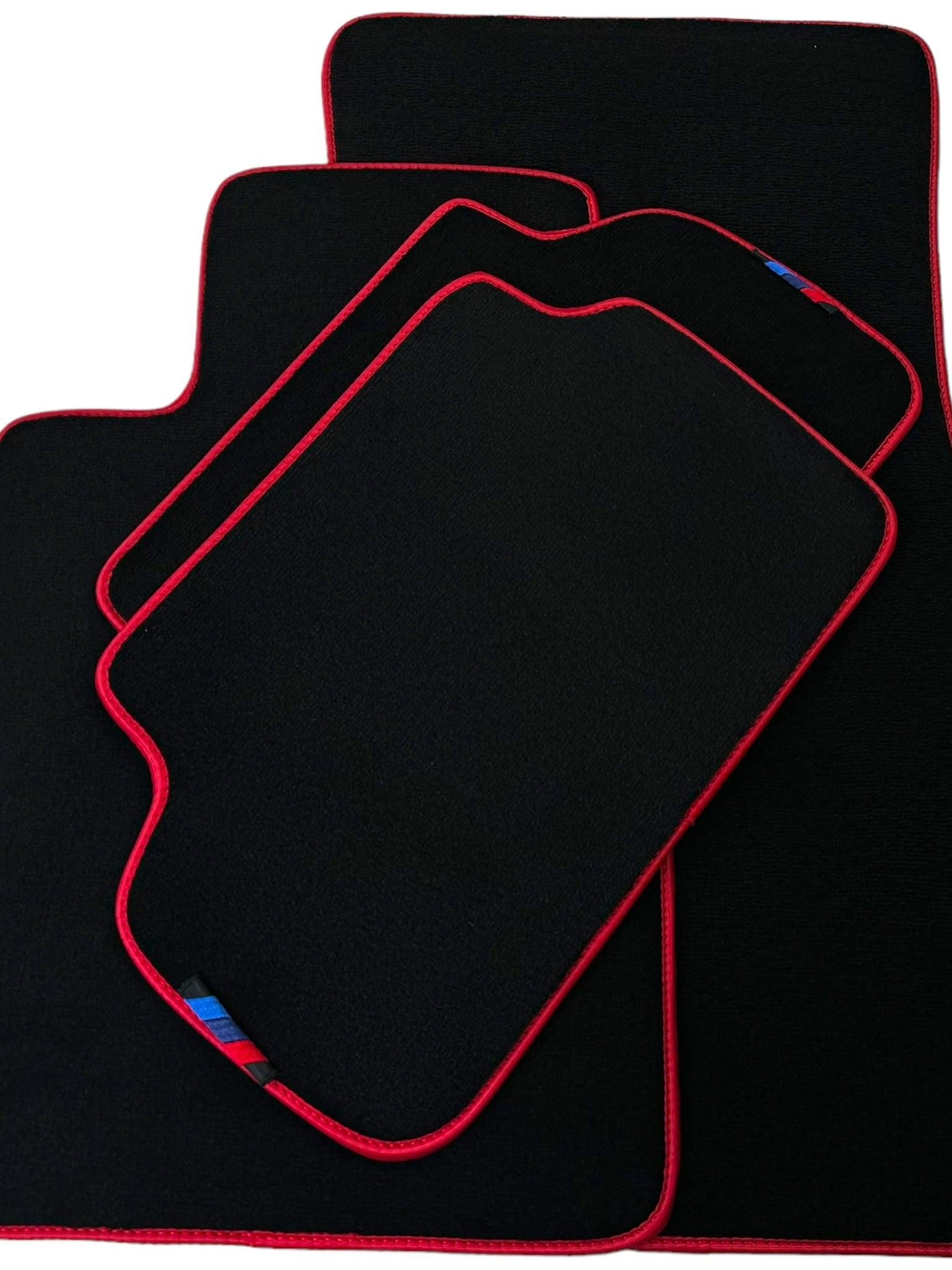 Black Floor Floor Mats For BMW 5 Series E60 | Red Trim