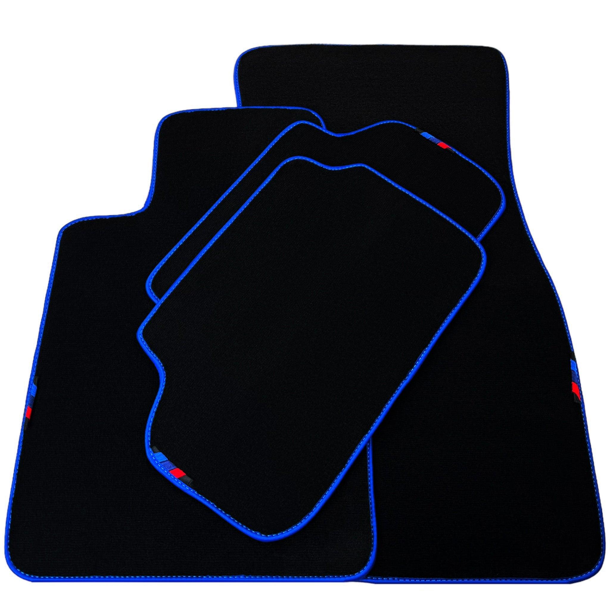 Black Floor Floor Mats For BMW 6 Series F06 Gran Coupe | Fighter Jet Edition AutoWin Brand |Blue Trim