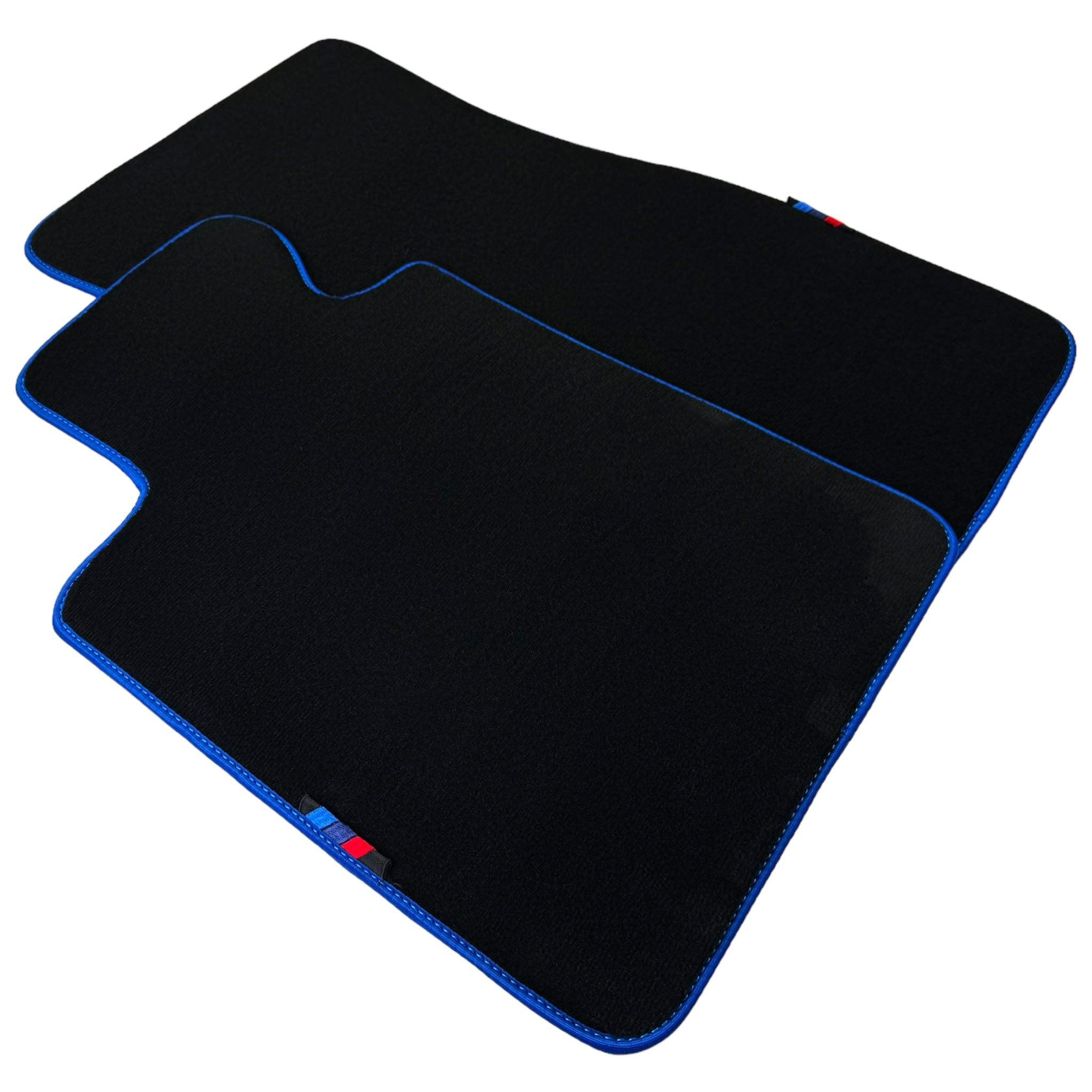 Black Floor Floor Mats For BMW 6 Series F06 Gran Coupe | Fighter Jet Edition AutoWin Brand |Blue Trim