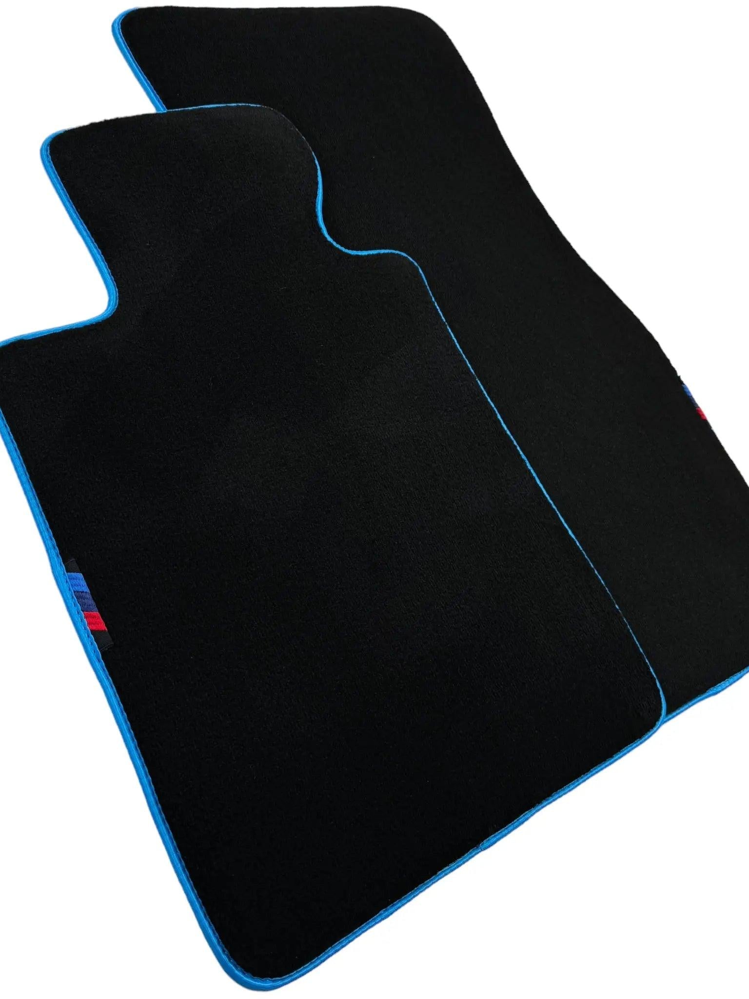 Black Floor Floor Mats For BMW 6 Series F06 Gran Coupe | Fighter Jet Edition AutoWin Brand |Sky Blue Trim