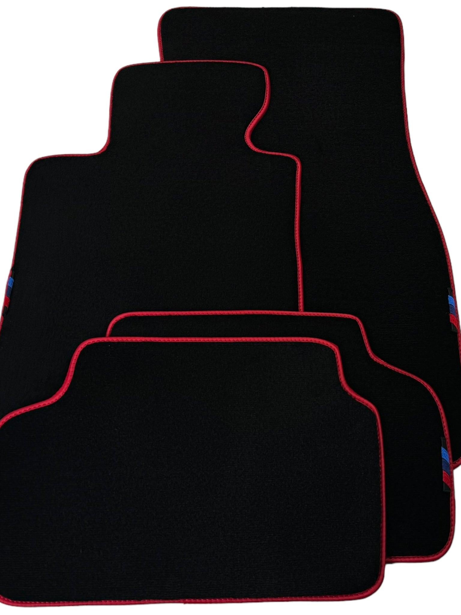 Black Floor Floor Mats For BMW 6 Series F12 | Fighter Jet Edition AutoWin Brand |Red Trim