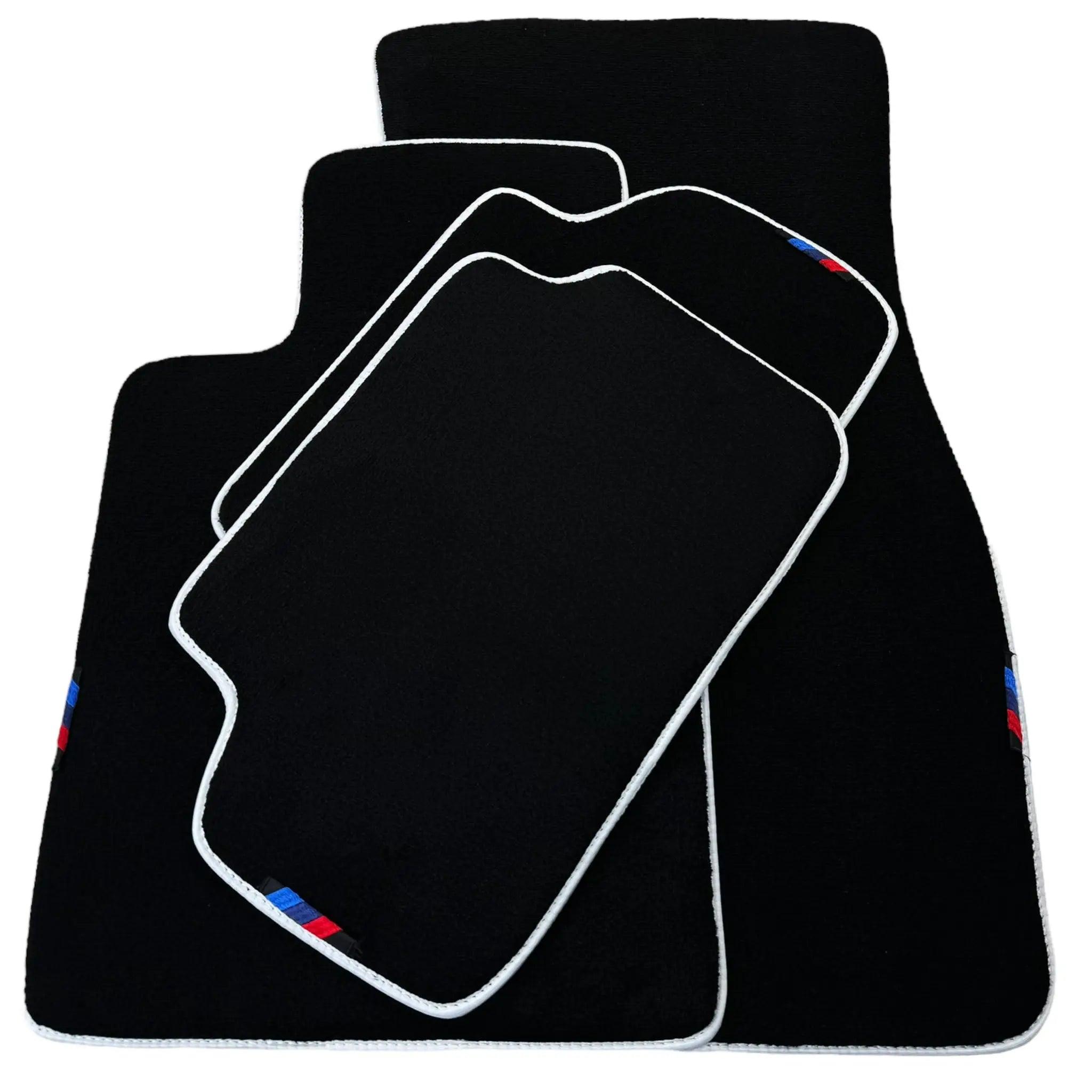 Black Floor Floor Mats For BMW 6 Series F12 | White Trim AutoWin Brand | White Trim