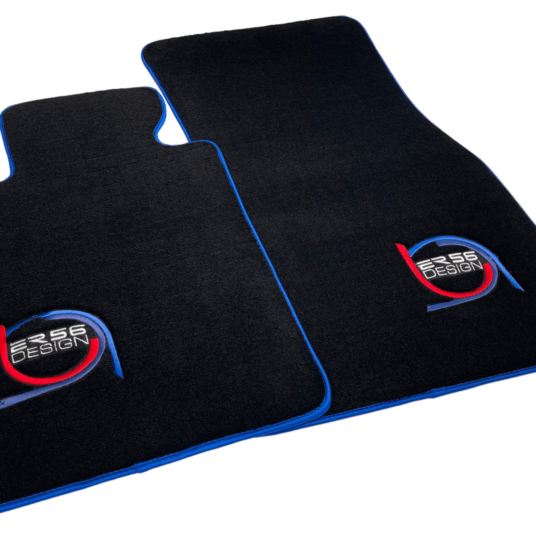 Black Floor Mats For BMW 7 Series E32 ER56 Design Limited Edition Blue Trim - AutoWin