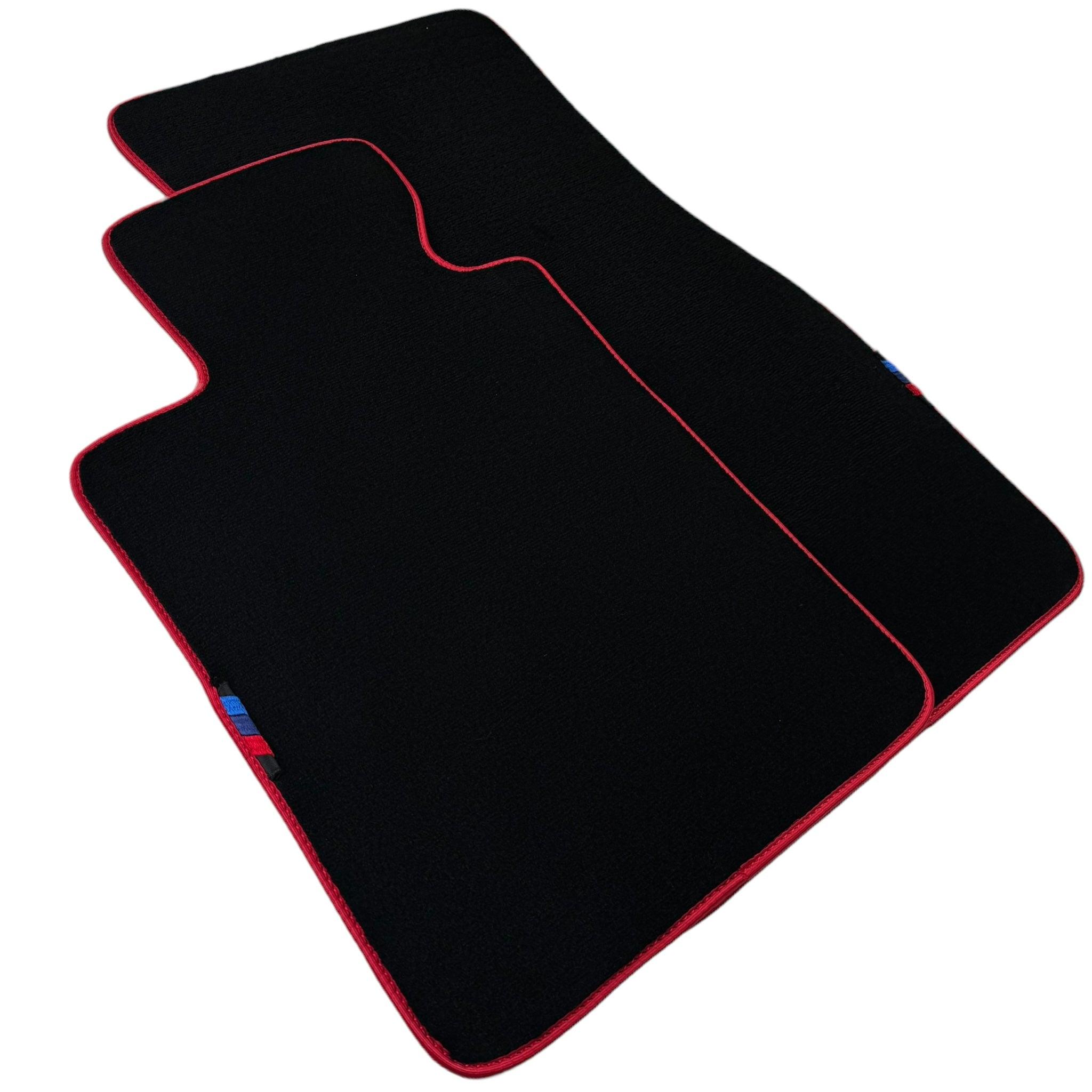 Black Floor Floor Mats For BMW 7 Series E65 | Fighter Jet Edition AutoWin Brand |Red Trim
