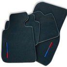 Black Floor Mats For BMW 7 Series E65 With Color Stripes Tailored Set Perfect Fit - AutoWin