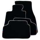 Black Floor Floor Mats For BMW 7 Series E66 | White Trim AutoWin Brand | White Trim