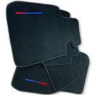 Black Floor Mats For BMW 7 Series E66 With Color Stripes Tailored Set Perfect Fit - AutoWin