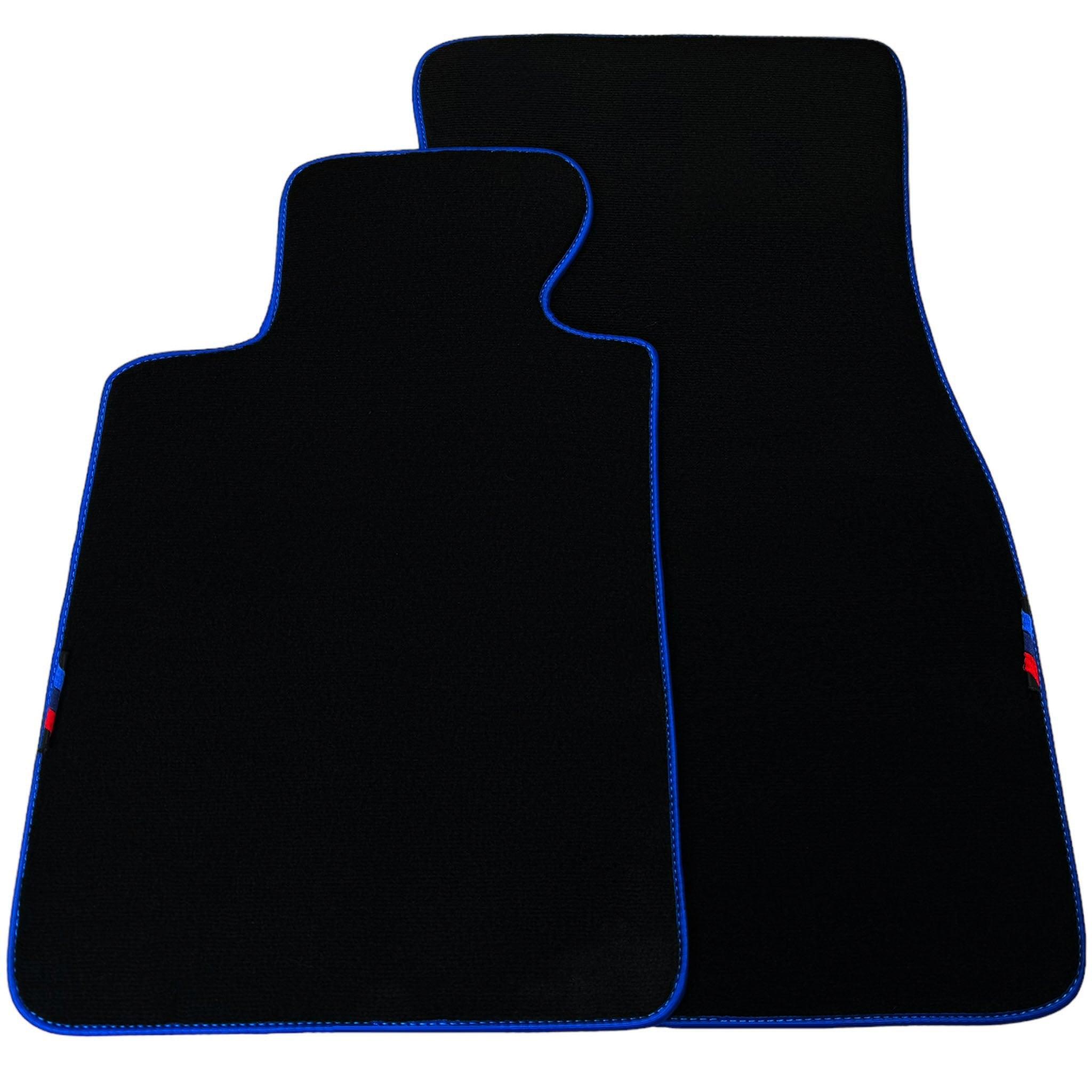 Black Floor Floor Mats For BMW 7 Series F01 | Fighter Jet Edition AutoWin Brand |Blue Trim