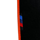 Black Floor Floor Mats For BMW 7 Series G11 | Fighter Jet Edition AutoWin Brand |Orange Trim
