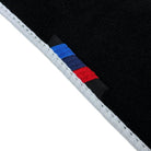 Black Floor Floor Mats For BMW 7 Series G11 | White Trim AutoWin Brand | White Trim