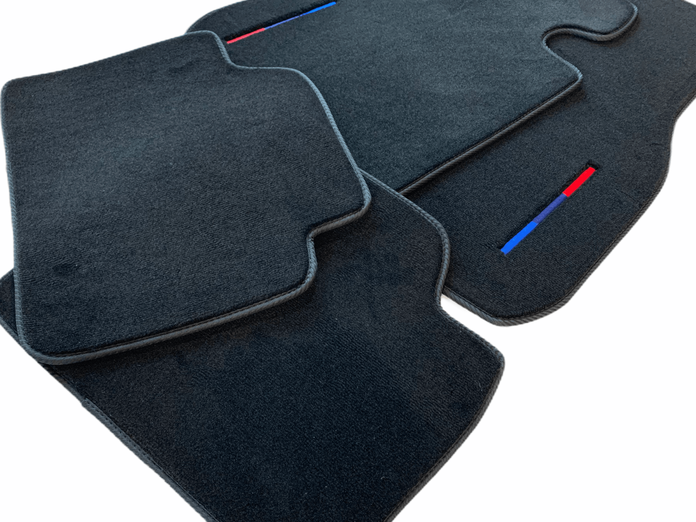 Black Floor Mats For BMW M5 Series F90 With Color Stripes Tailored Set Perfect Fit - AutoWin