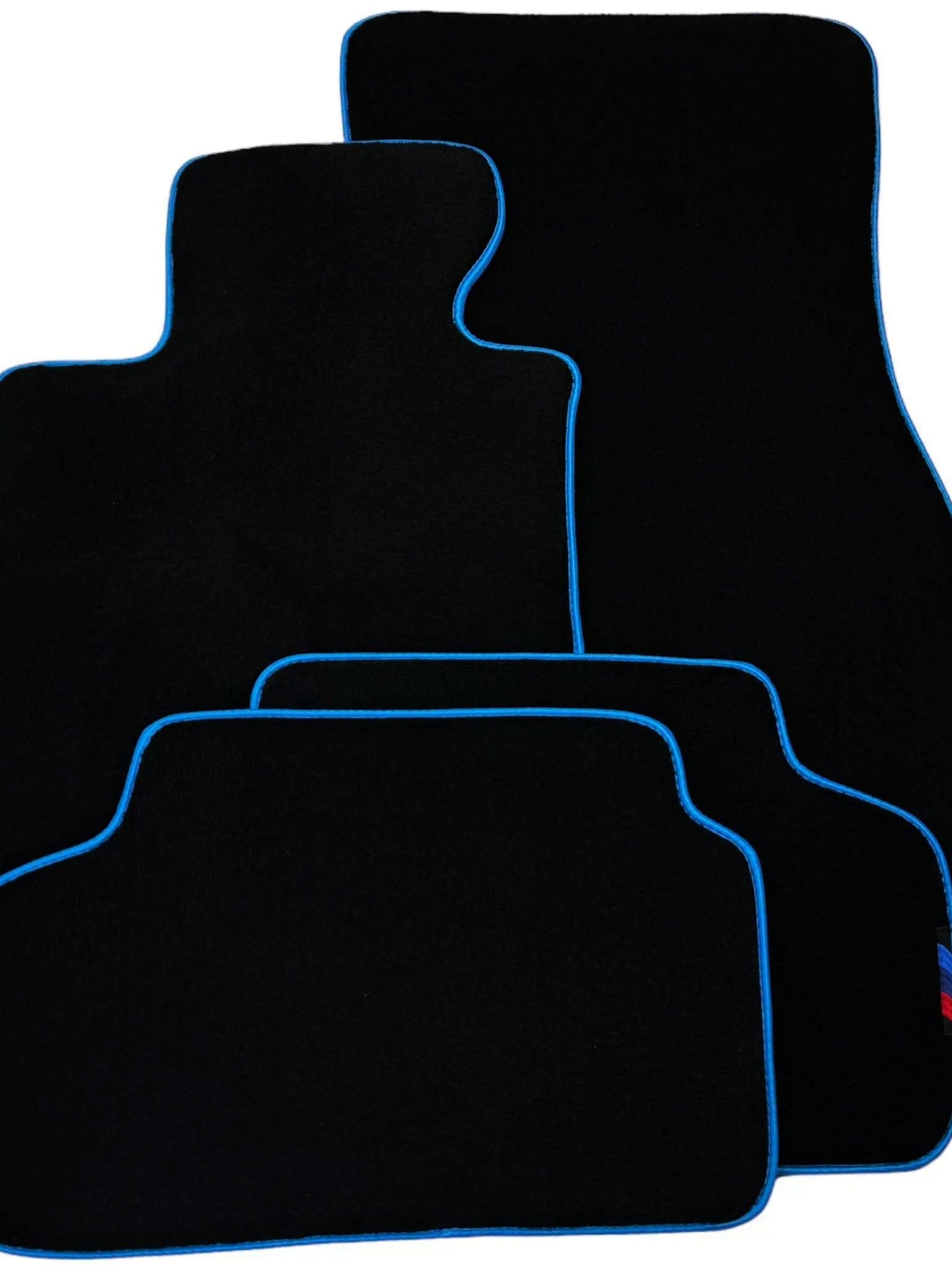 Black Floor Floor Mats For BMW X5 Series E70 | Sky Blue Trim