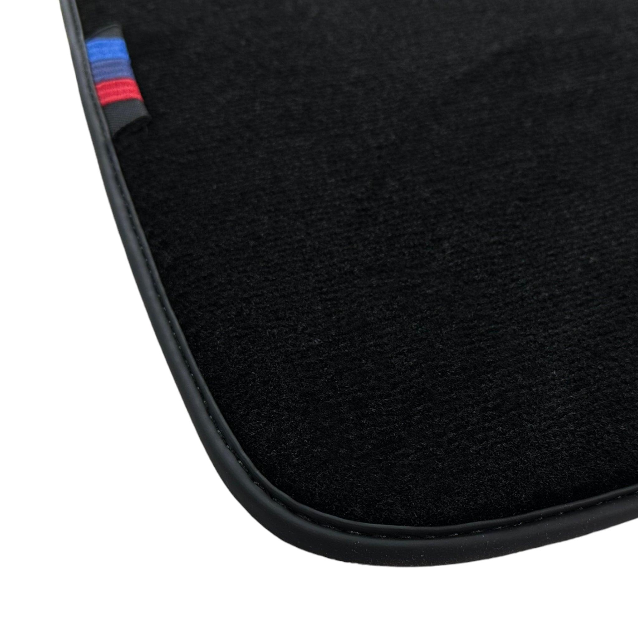Black Floor Mats For BMW Z4 Series E85 Convertible (2003-2008) With 3 Color Stripes Tailored Set Perfect Fit - AutoWin