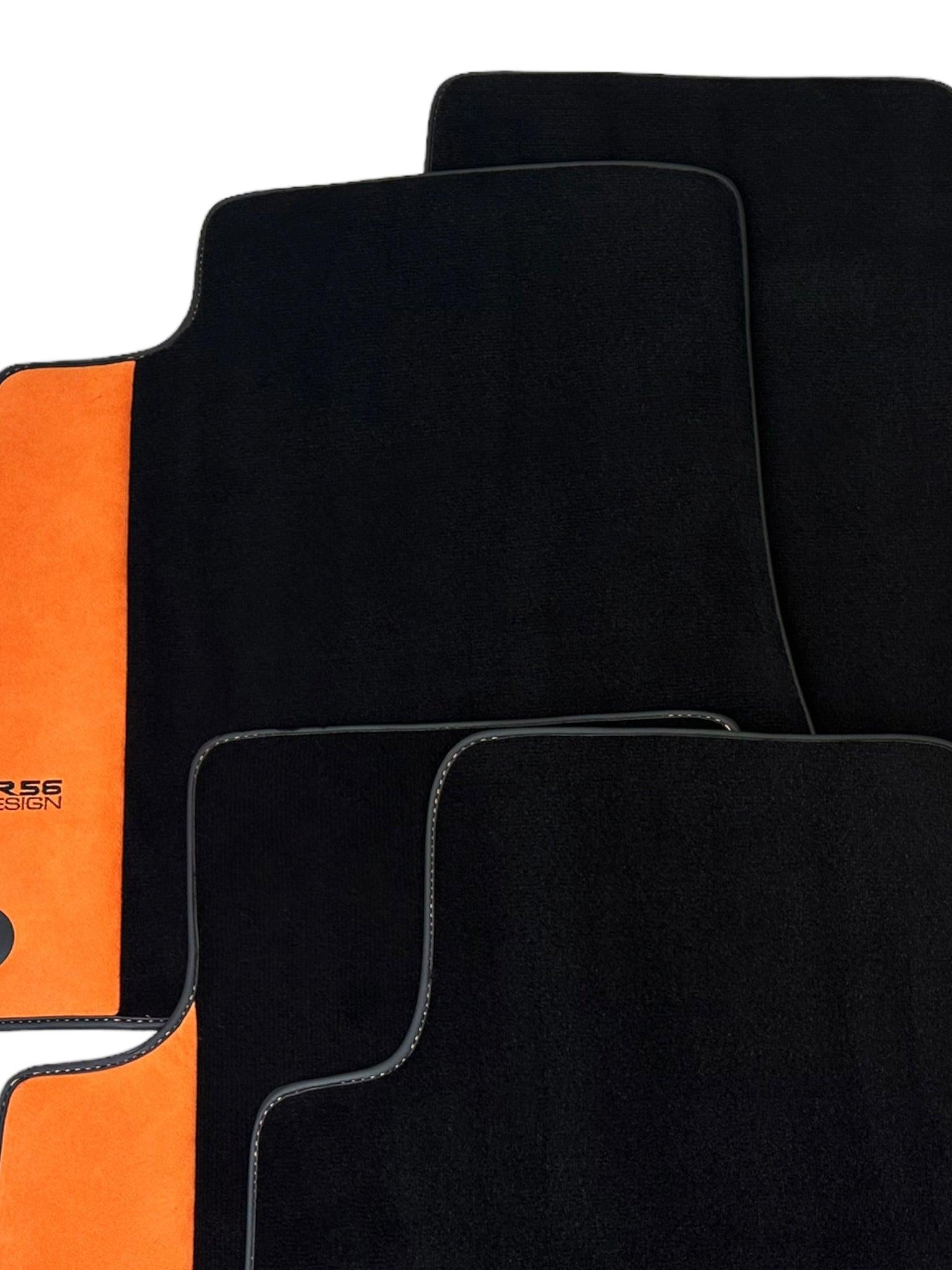 Black Floor Mats for e-tron (2019-2024) Orange Alcantara | ER56 Design