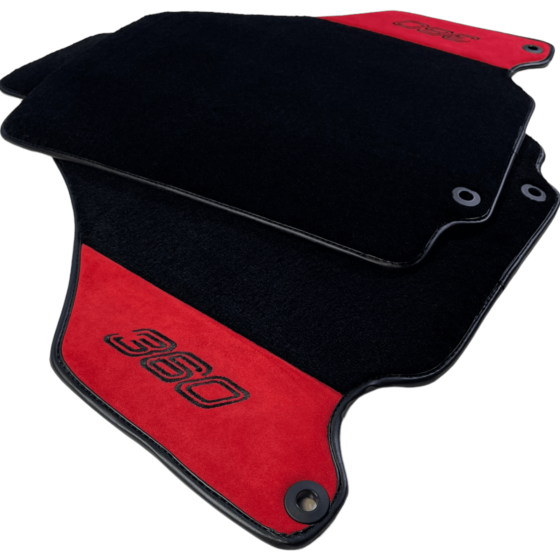 Black Floor Mats For Ferrari 360 Modena 1999-2005 With Red Alcantara Leather - AutoWin