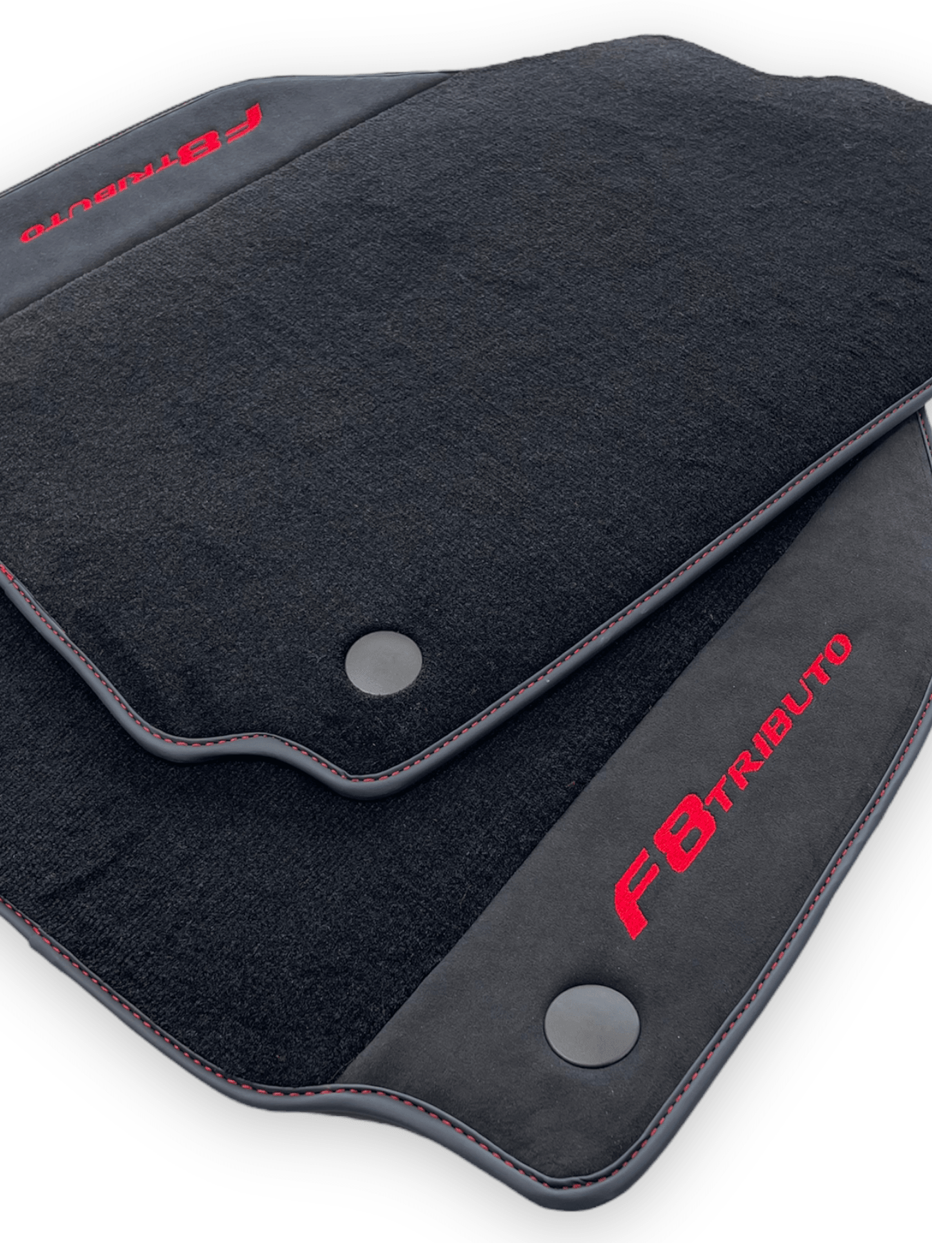 Black Floor Mats For Ferrari F8 Tributo 2019-2022 With Alcantara Leather - AutoWin