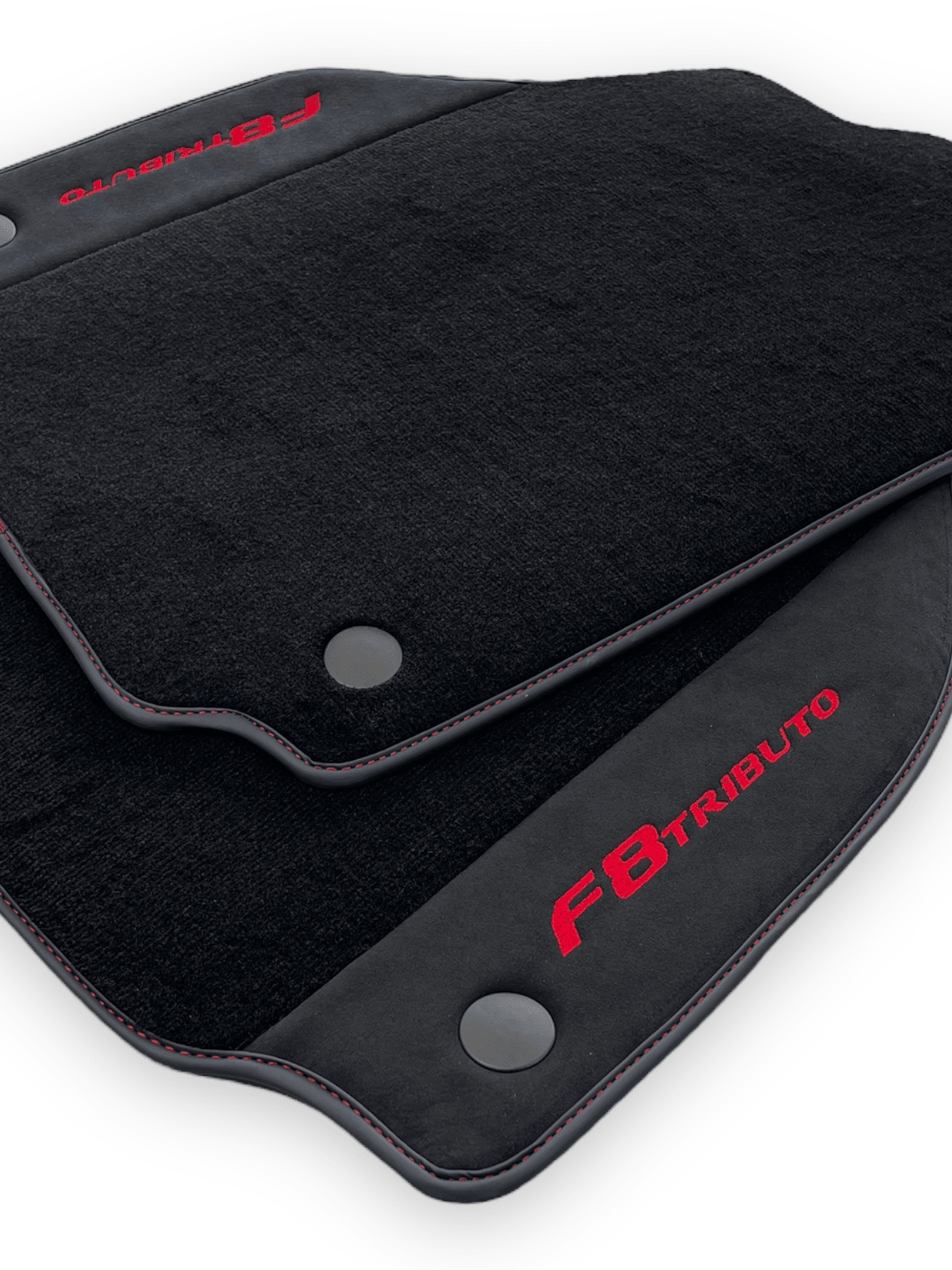 Black Floor Mats For Ferrari F8 Tributo 2019-2022 With Alcantara Leather - AutoWin