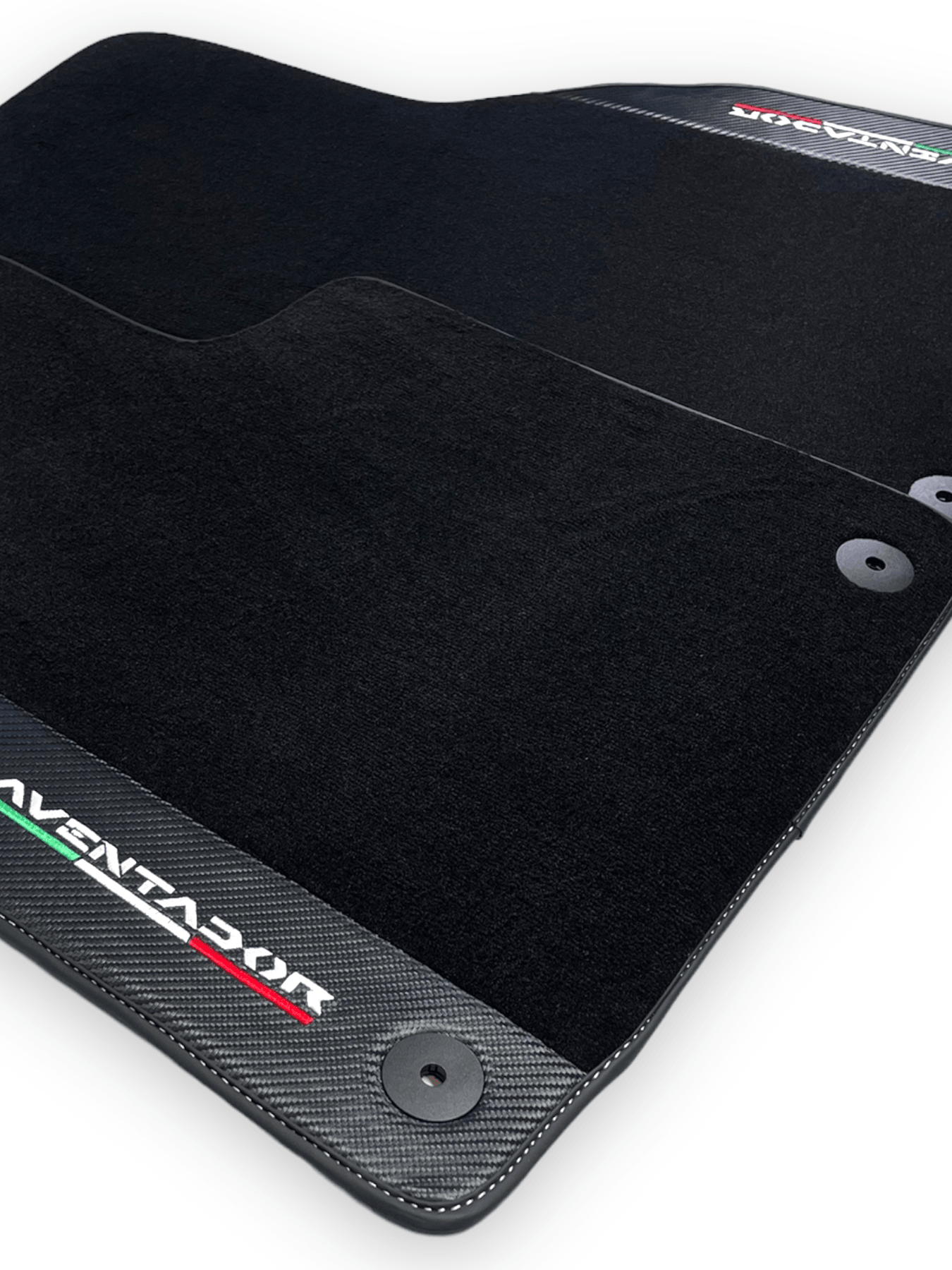 Black Floor Mats for Lamborghini Aventador With Carbon Fiber Leather - AutoWin