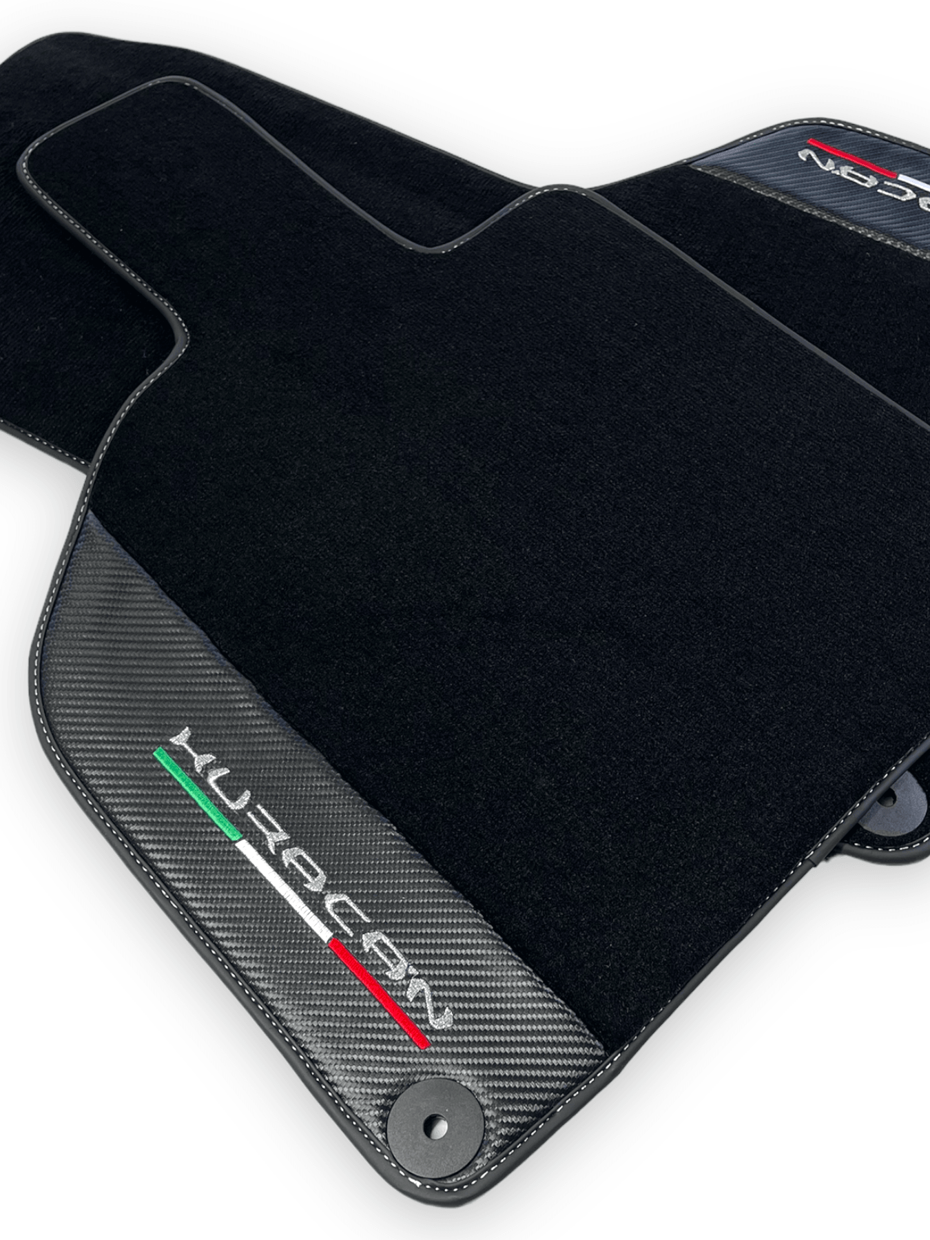 Black Floor Mats for Lamborghini Huracan With Carbon Fiber Leather - AutoWin