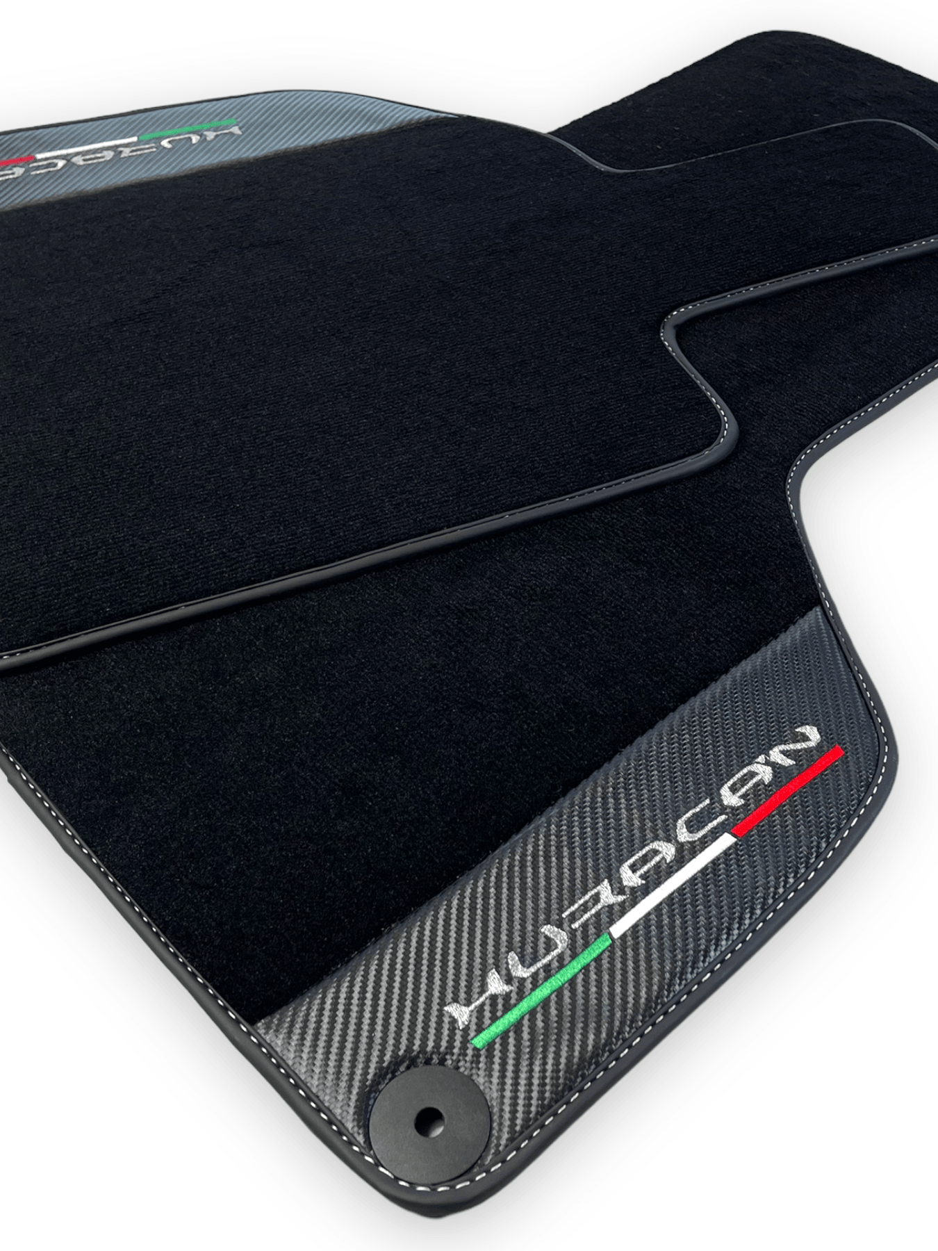 Black Floor Mats for Lamborghini Huracan With Carbon Fiber Leather - AutoWin