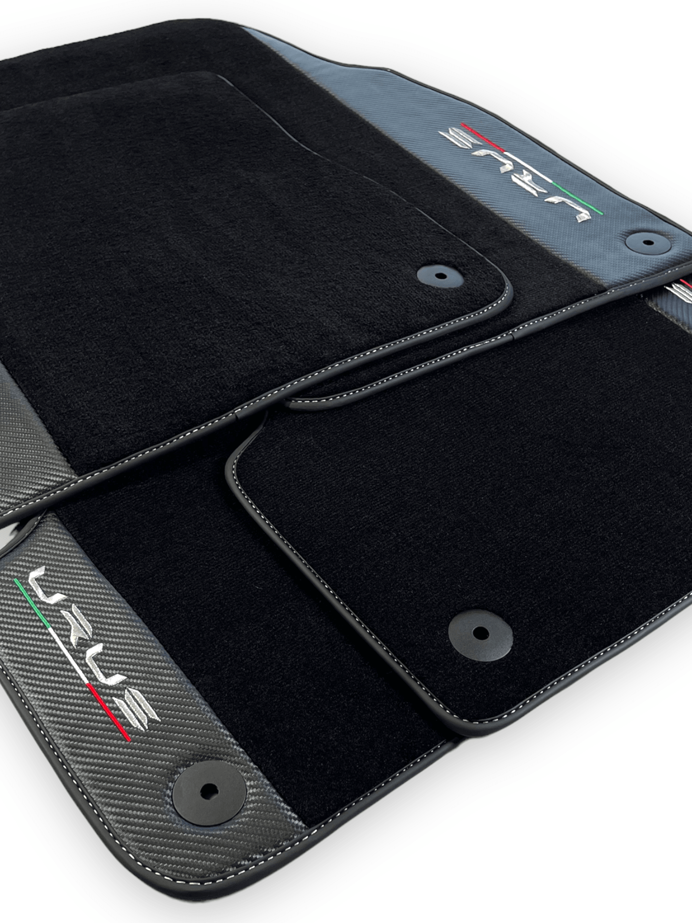 Black Floor Mats For Lamborghini Urus With Carbon Fiber Leather - AutoWin