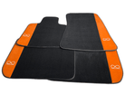 Black Floor Mats For Rolls Royce Black Badge Ghost Sedan 2010-2019 With Orange Alcantara Leather - AutoWin