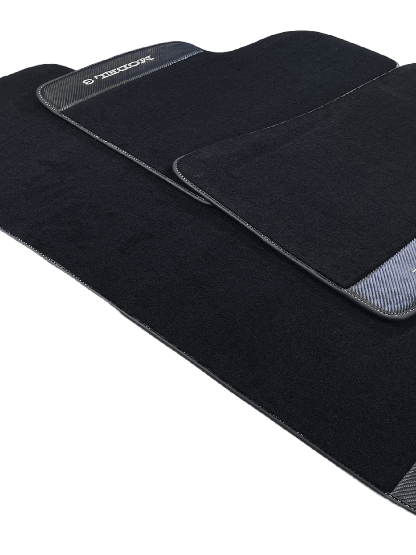Black Floor Mats For Tesla Model 3 With Carbon Fiber Leather - AutoWin