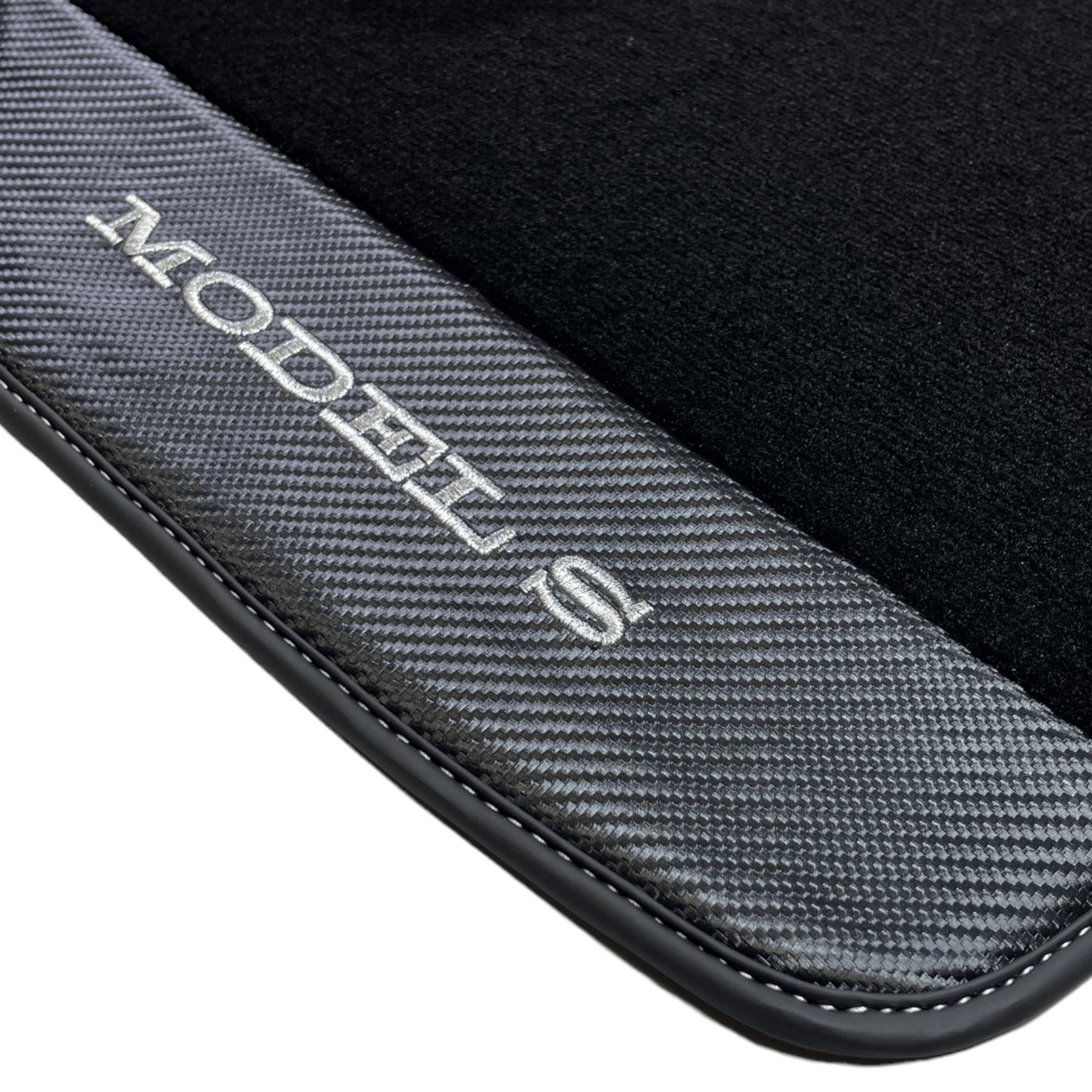 Black Floor Mats For Tesla Model S With Carbon Fiber Leather - AutoWin