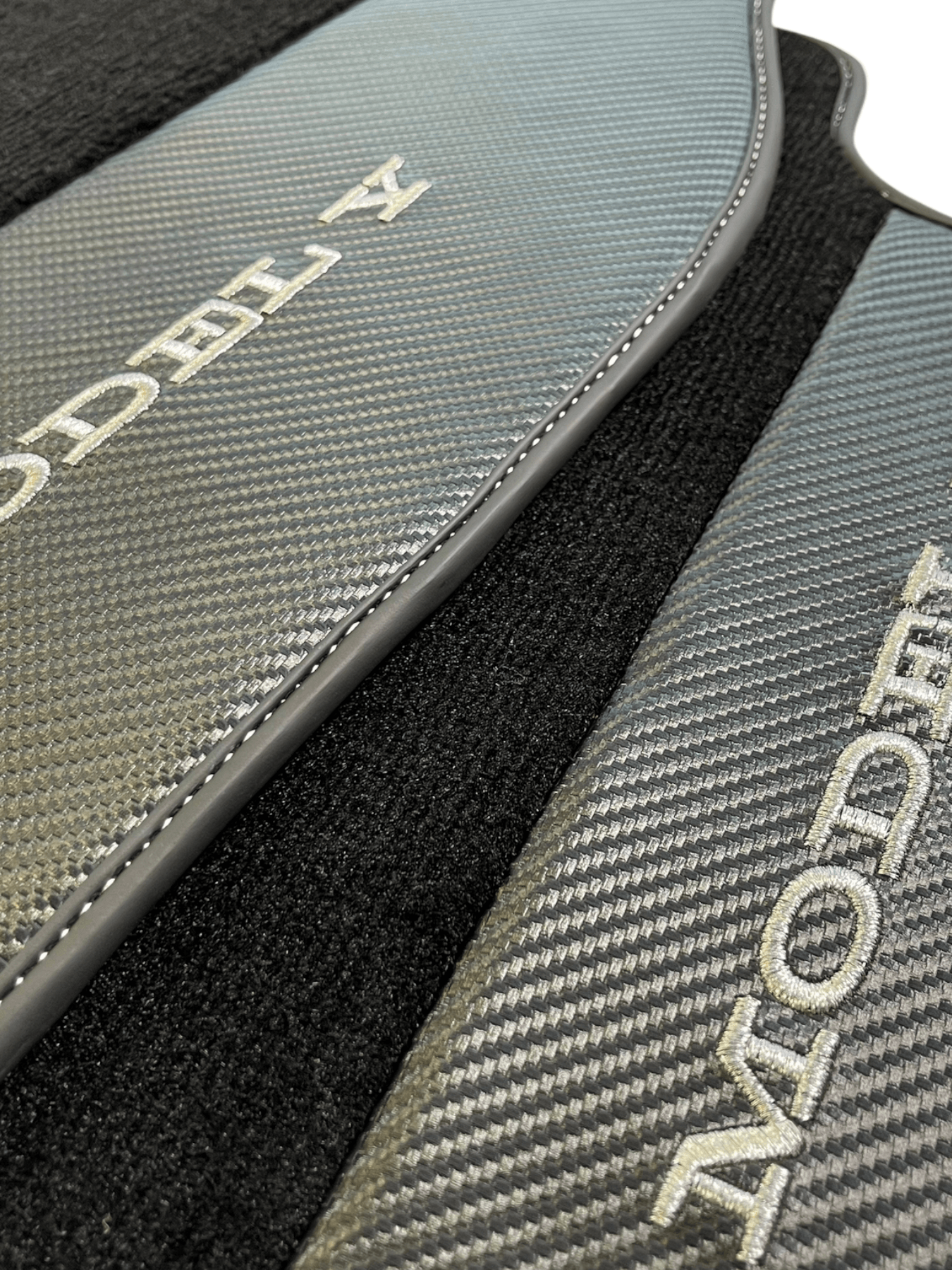 Black Floor Mats For Tesla Model Y With Carbon Fiber Leather - AutoWin