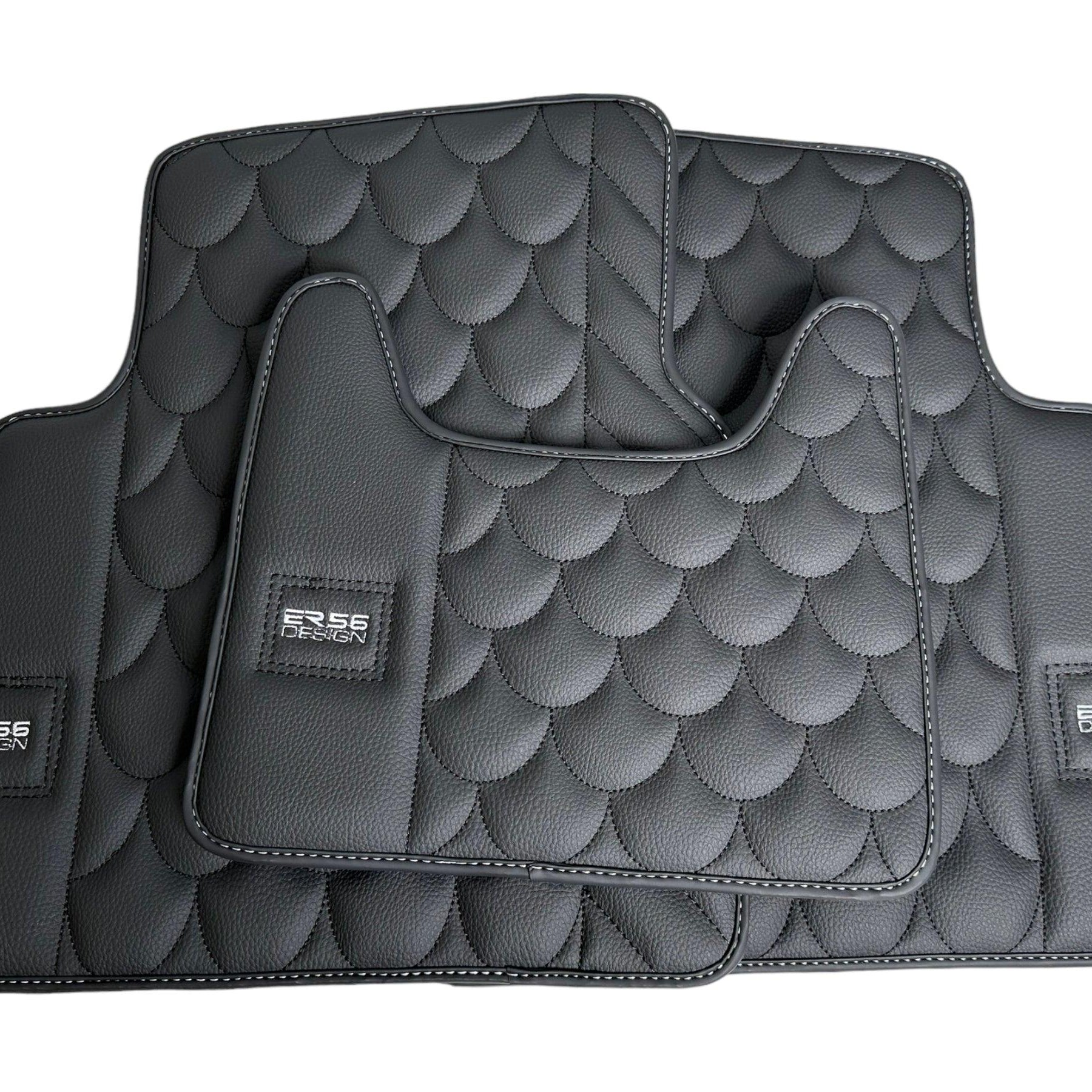 Black Leather Floor Mats For Mercedes-Benz G Class 2019-2022 W464 ER56 Design - AutoWin