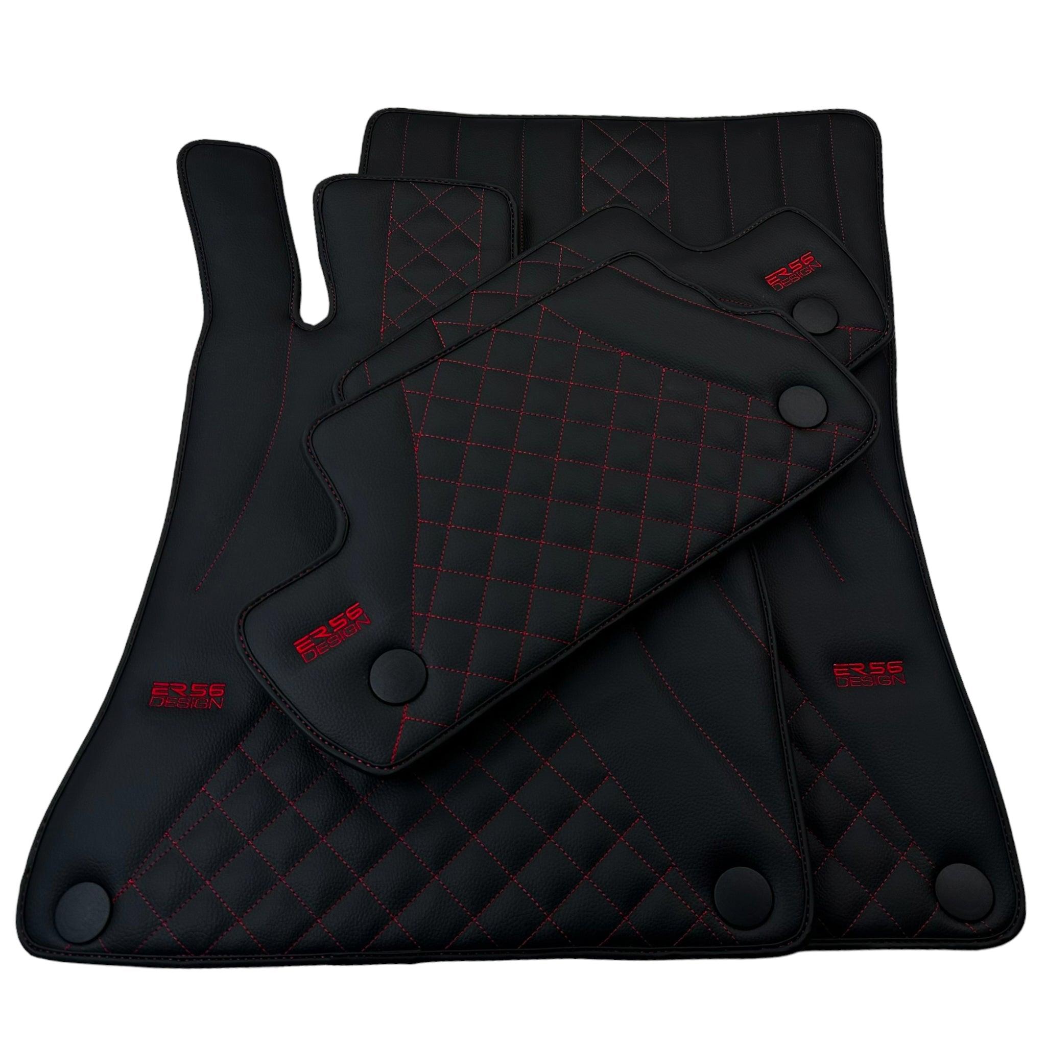 Black Leather Floor Mats For Mercedes Benz GLE-Class C167 Coupe (2020-2023) | ER56 Design