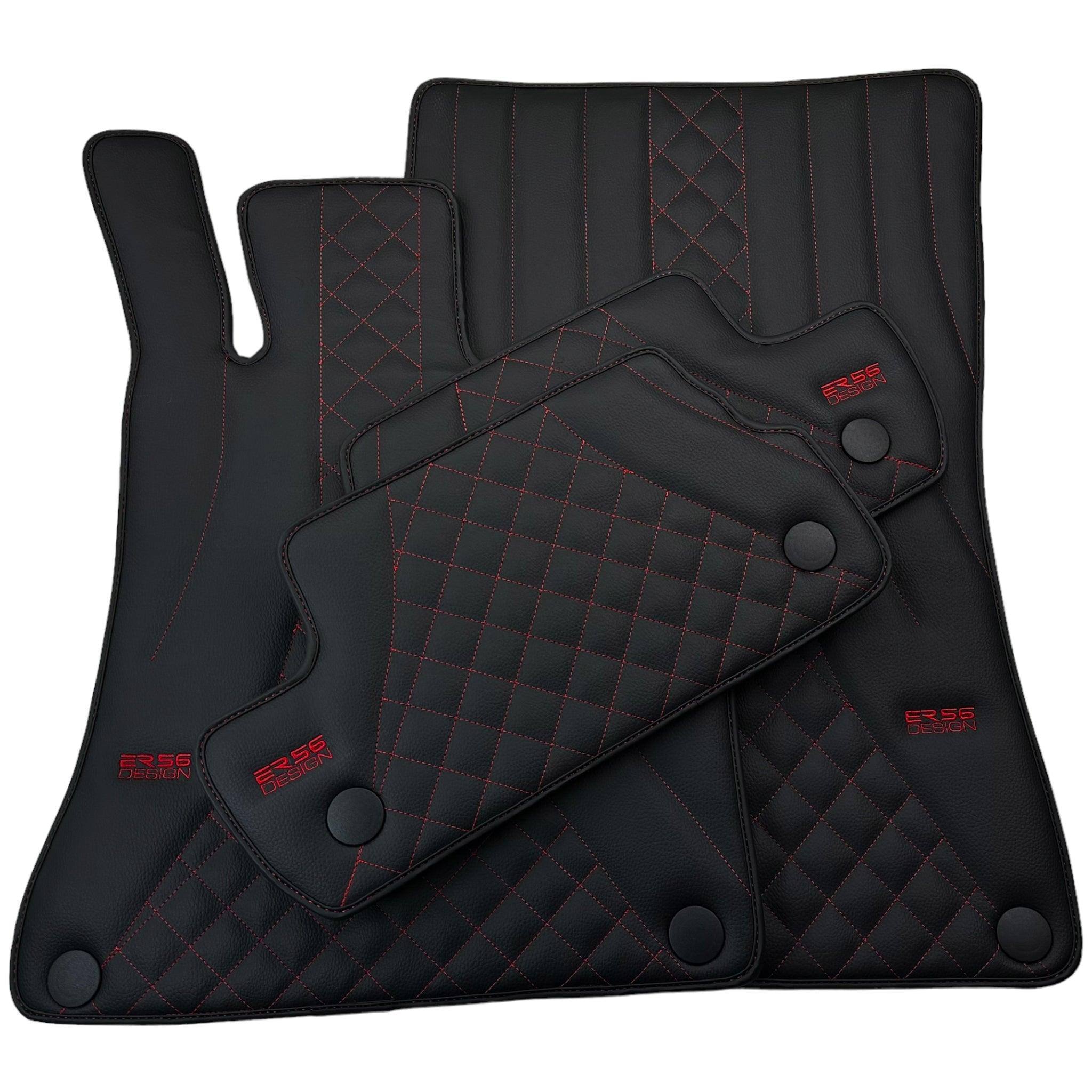 Black Leather Floor Mats For Mercedes Benz GLE-Class C167 Coupe - 5 Seats (2020-2023) Hybrid