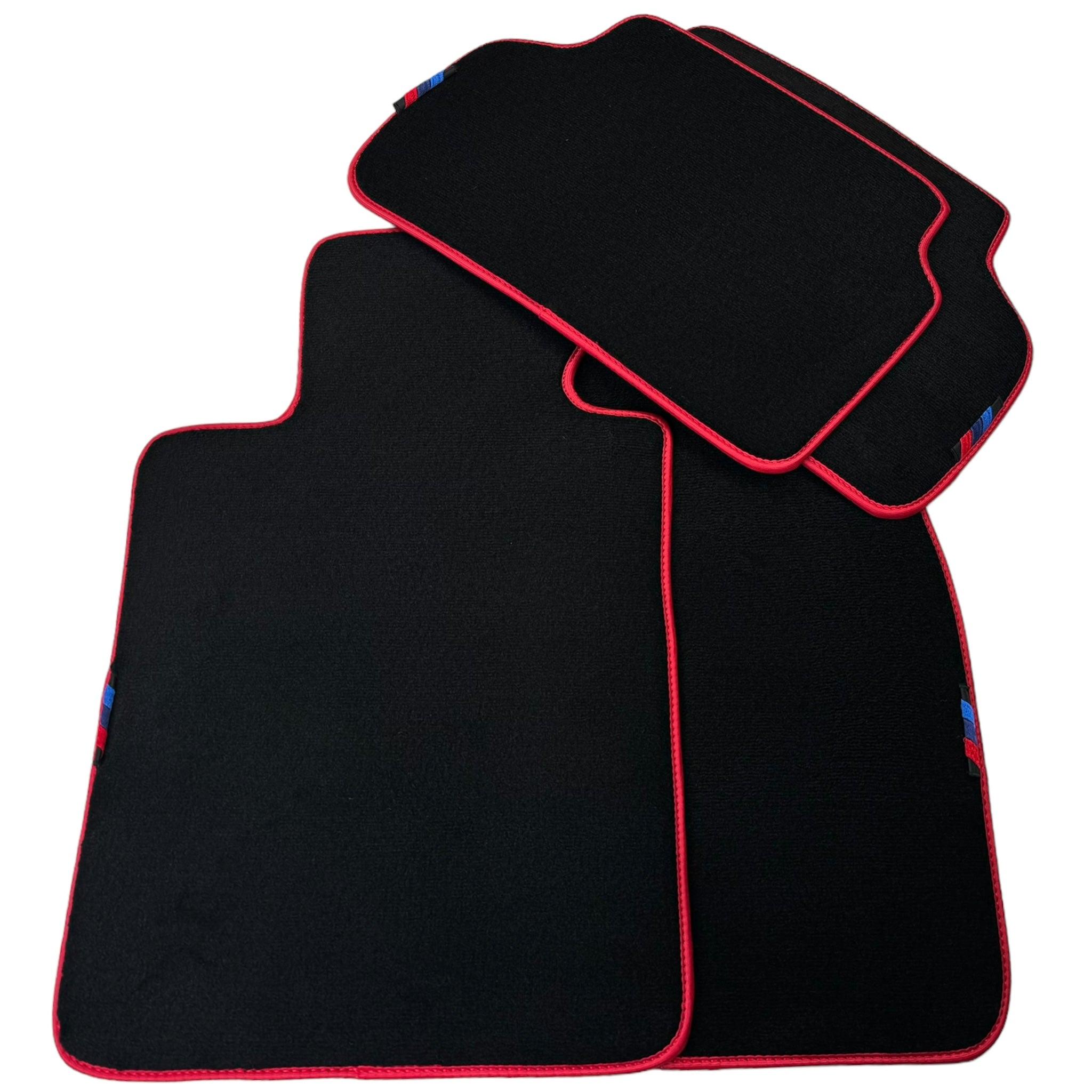 Black Floor Mats For BMW 1 Series E88 Convertible | Red Trim
