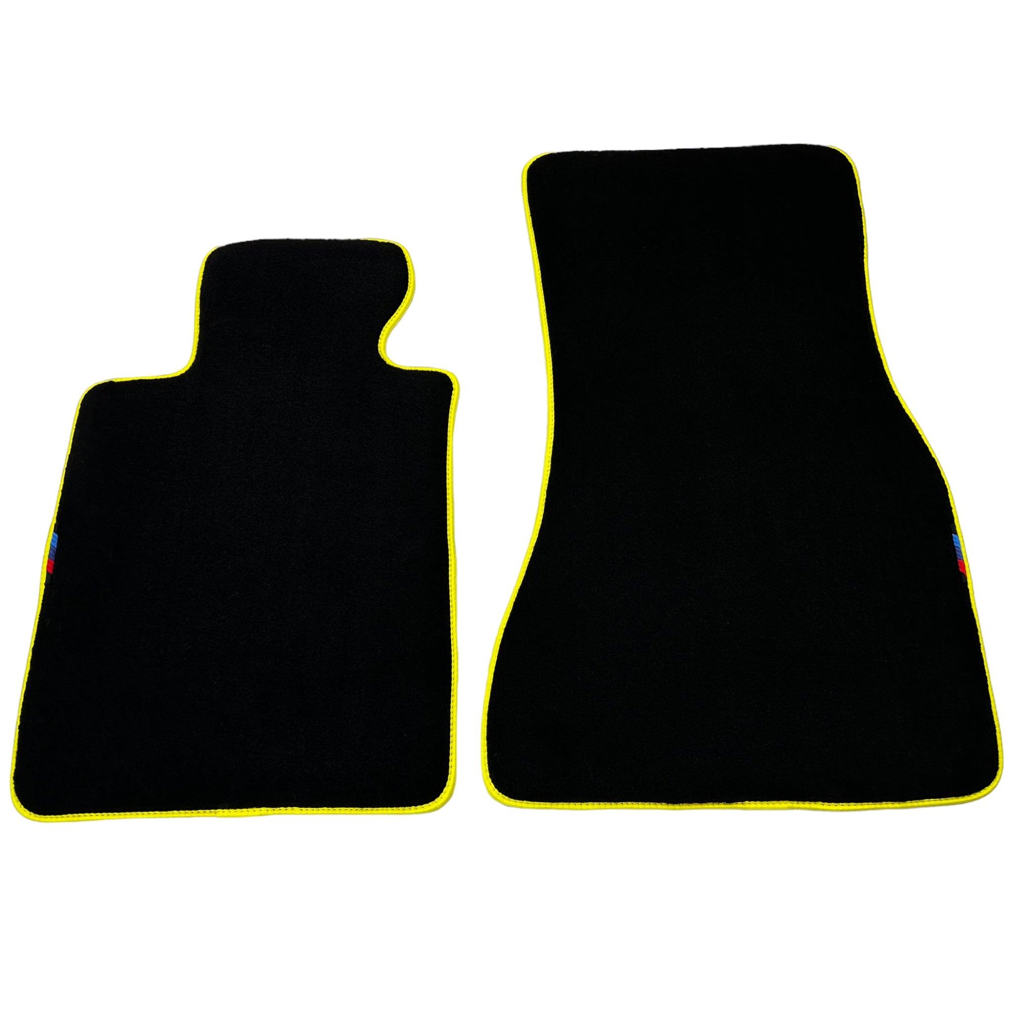 Black Floor Mats For BMW 1 Series E88 Convertible | Fighter Jet Edition | Yellow Trim