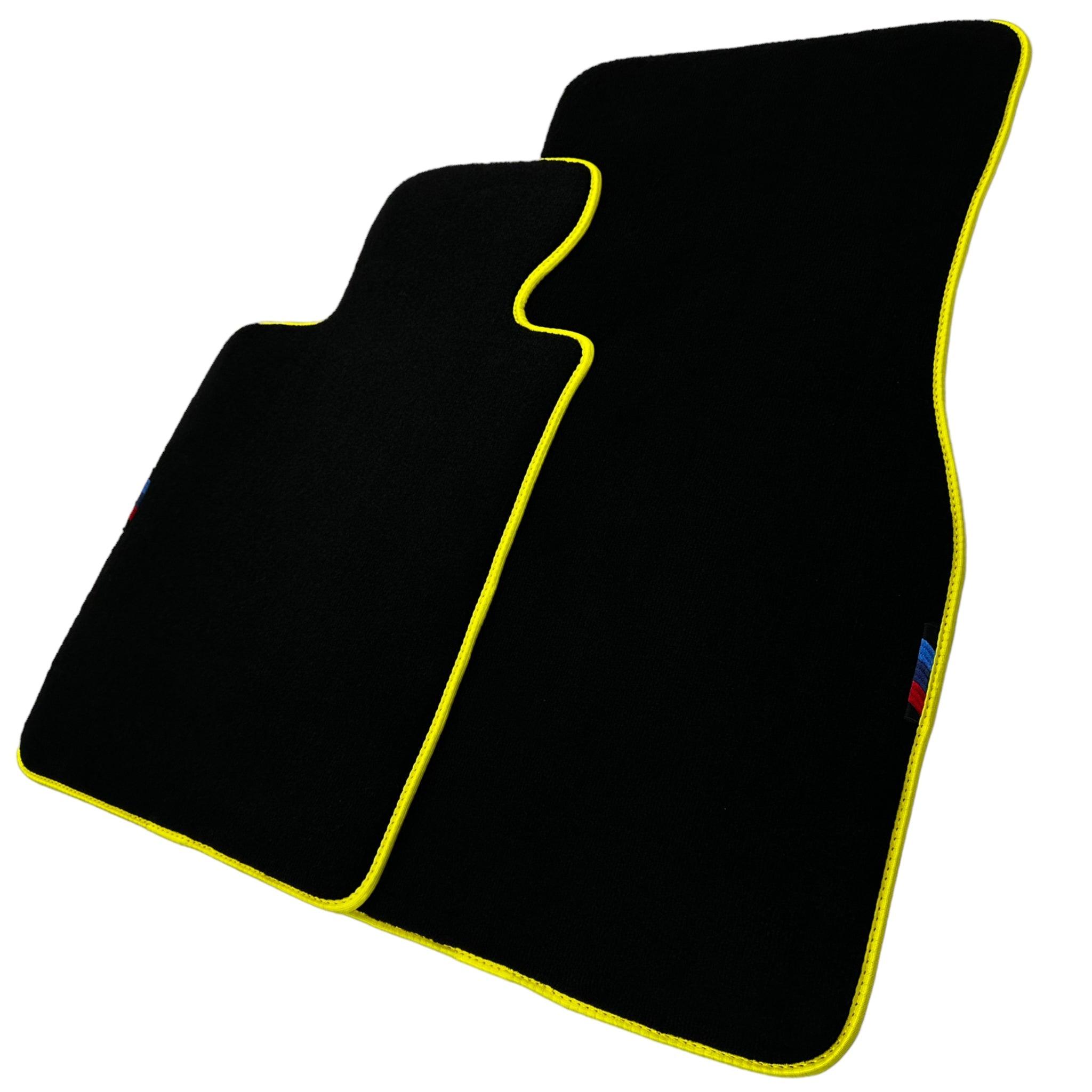 Black Floor Mats For BMW 3 Series E46 Convertible | Fighter Jet Edition | Yellow Trim