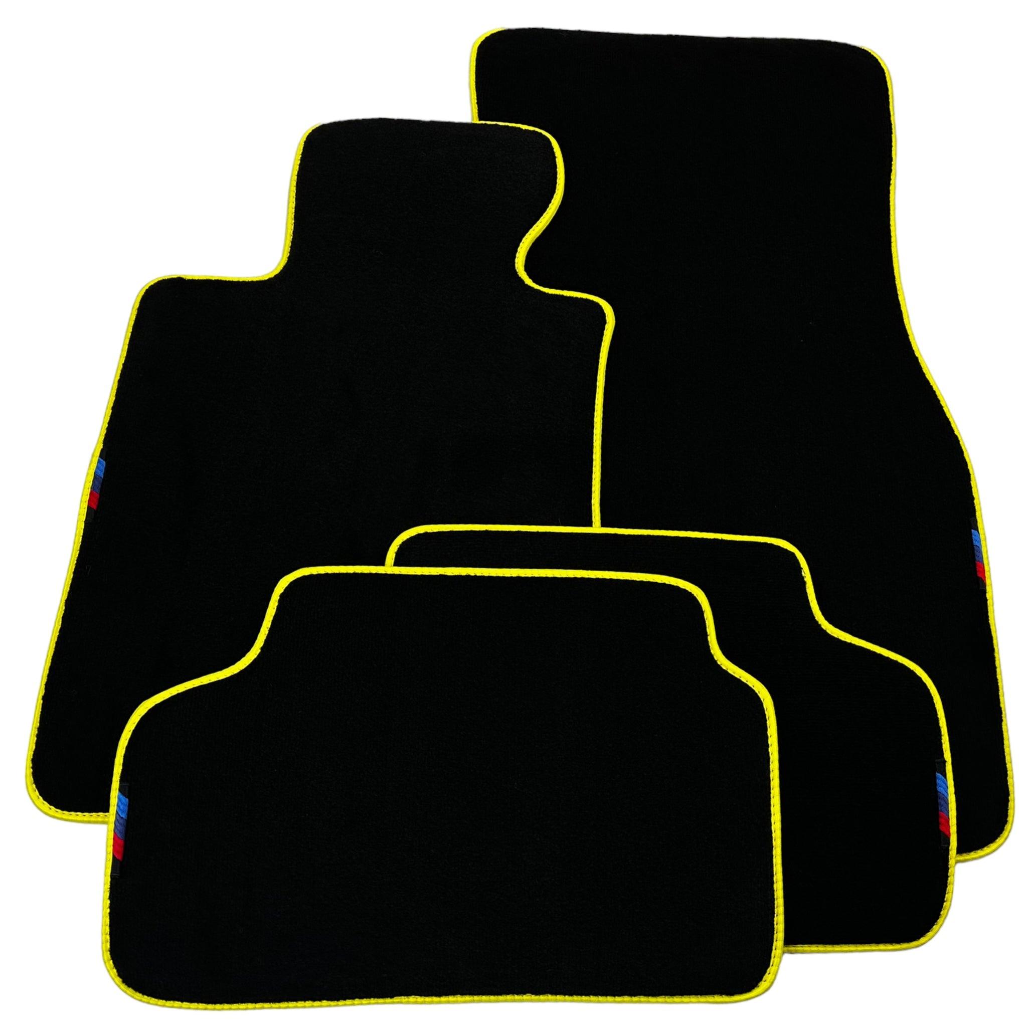 Black Floor Mats For BMW M3 E30 | Fighter Jet Edition | Yellow Trim