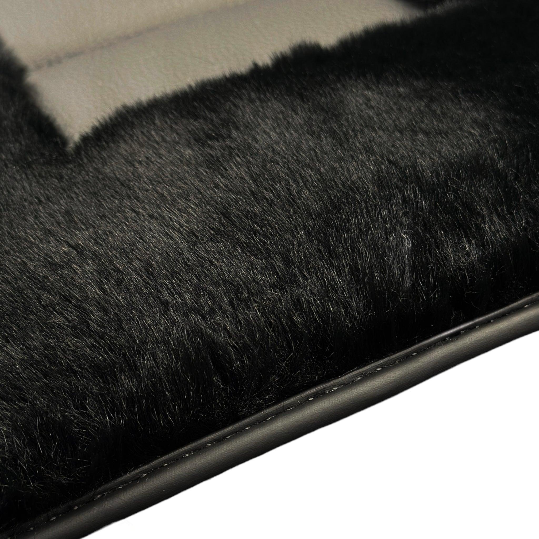Black Sheepskin Floor Mats For BMW 7 Series E38 No Steps Edition