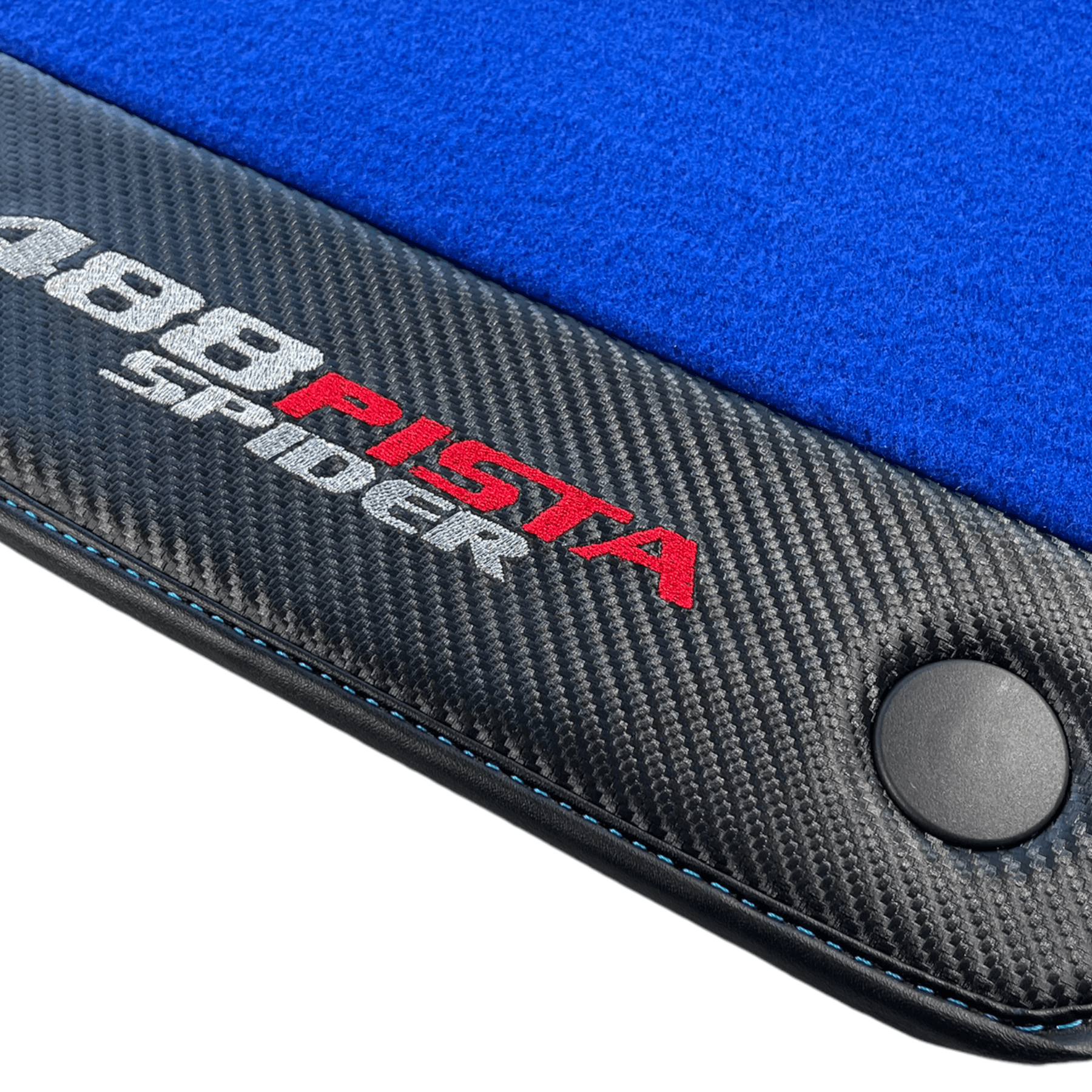 Blue Floor Mats For Ferrari 488 Pista Spider 2019-2021 With Carbon Fiber Leather - AutoWin