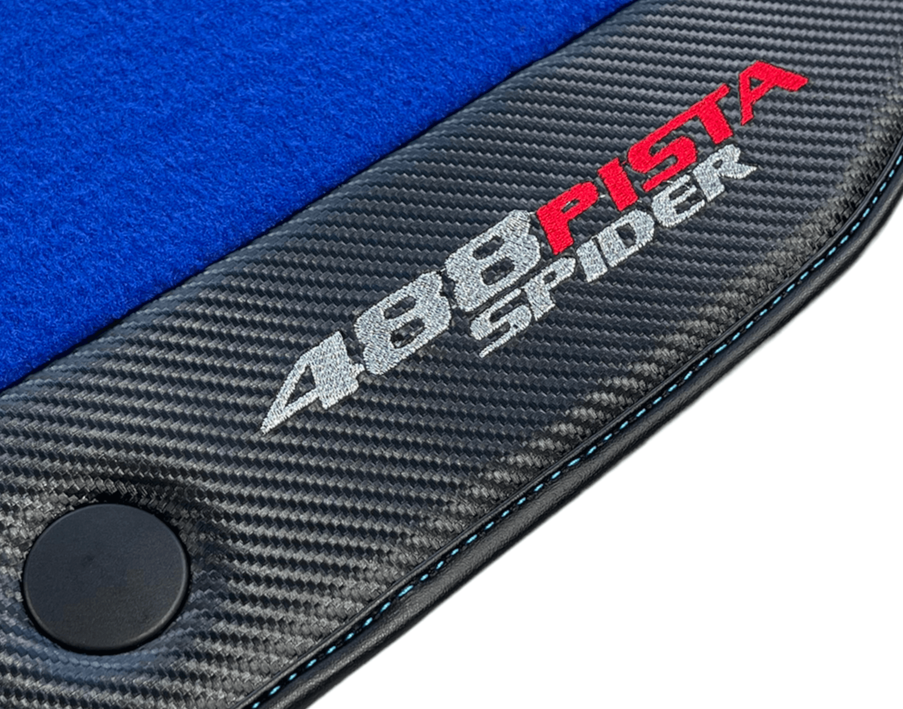 Blue Floor Mats For Ferrari 488 Pista Spider 2019-2021 With Carbon Fiber Leather - AutoWin