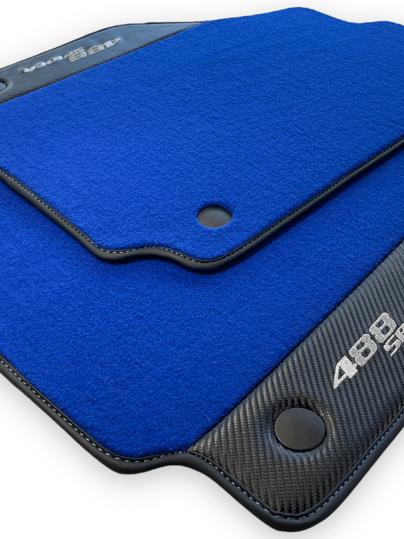 Blue Floor Mats For Ferrari 488 Spider 2015-2022 Carbon Leather - AutoWin