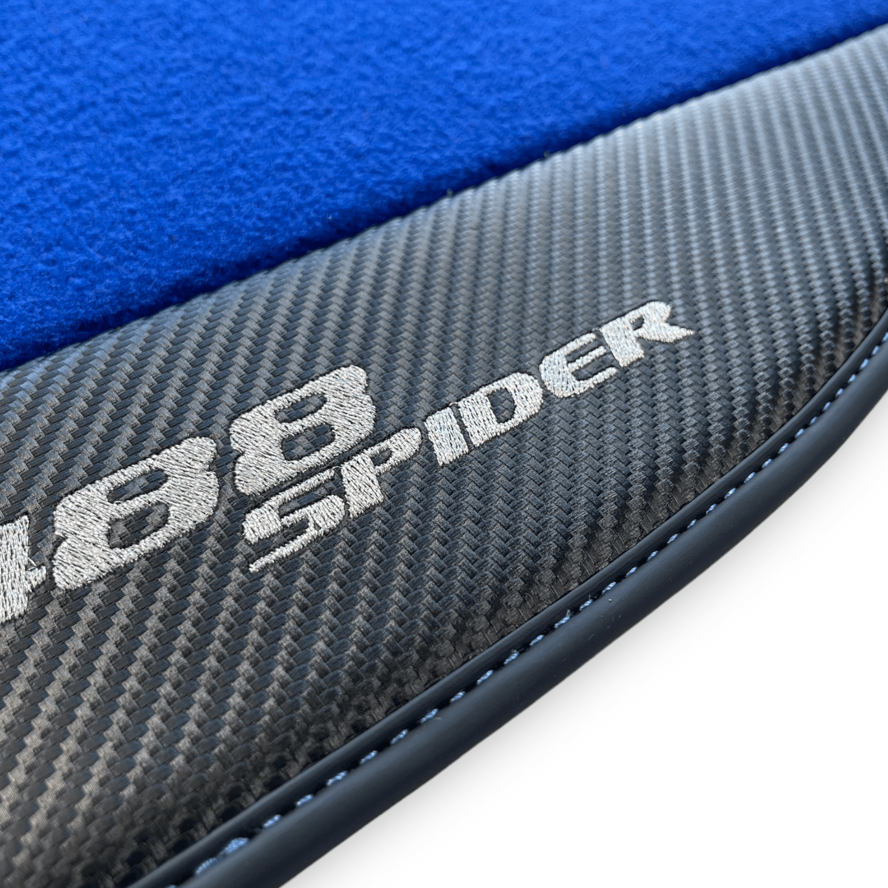 Blue Floor Mats For Ferrari 488 Spider 2015-2022 Carbon Leather - AutoWin