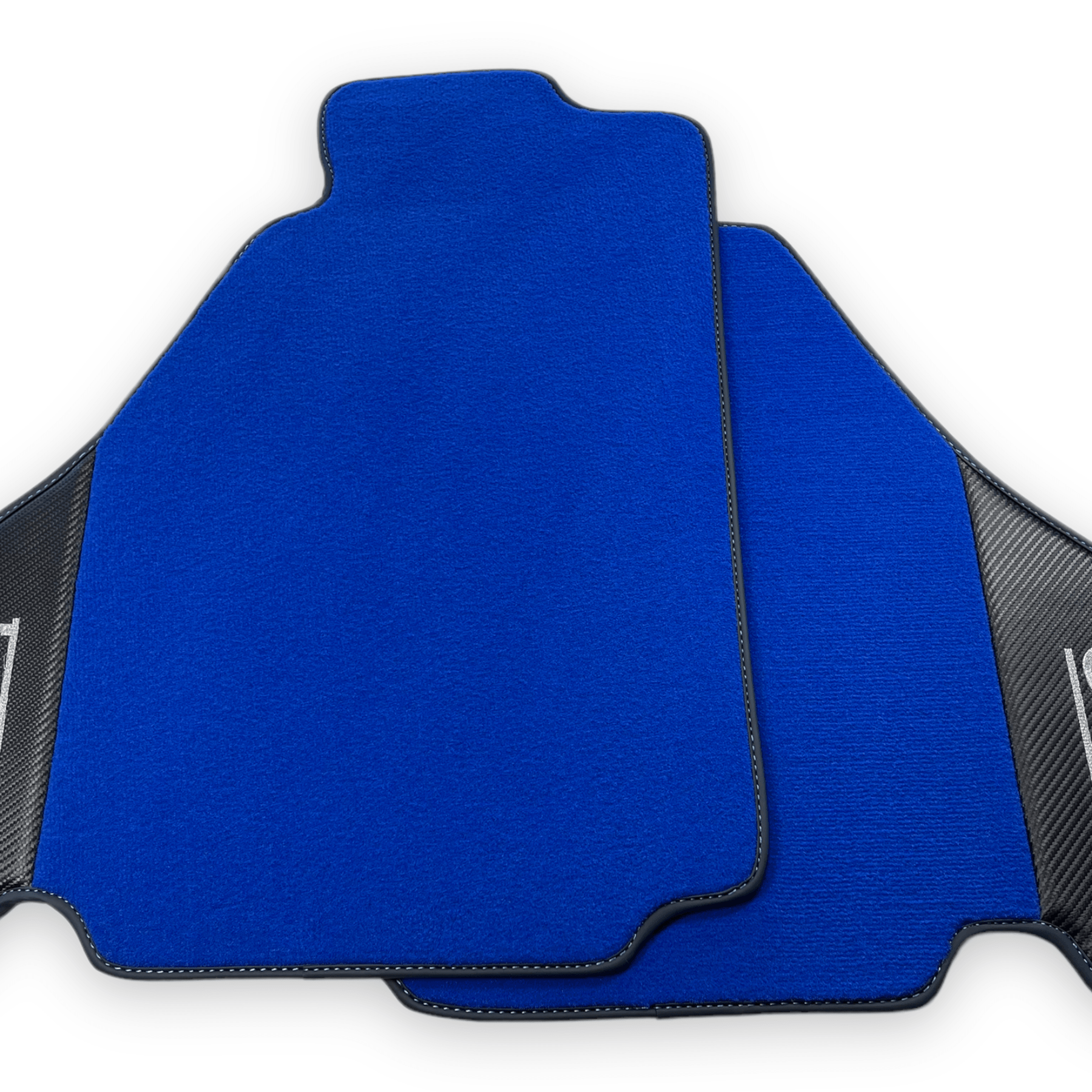 Blue Floor Mats For Ferrari F430 2004-2009 With Carbon Fiber Leather - AutoWin
