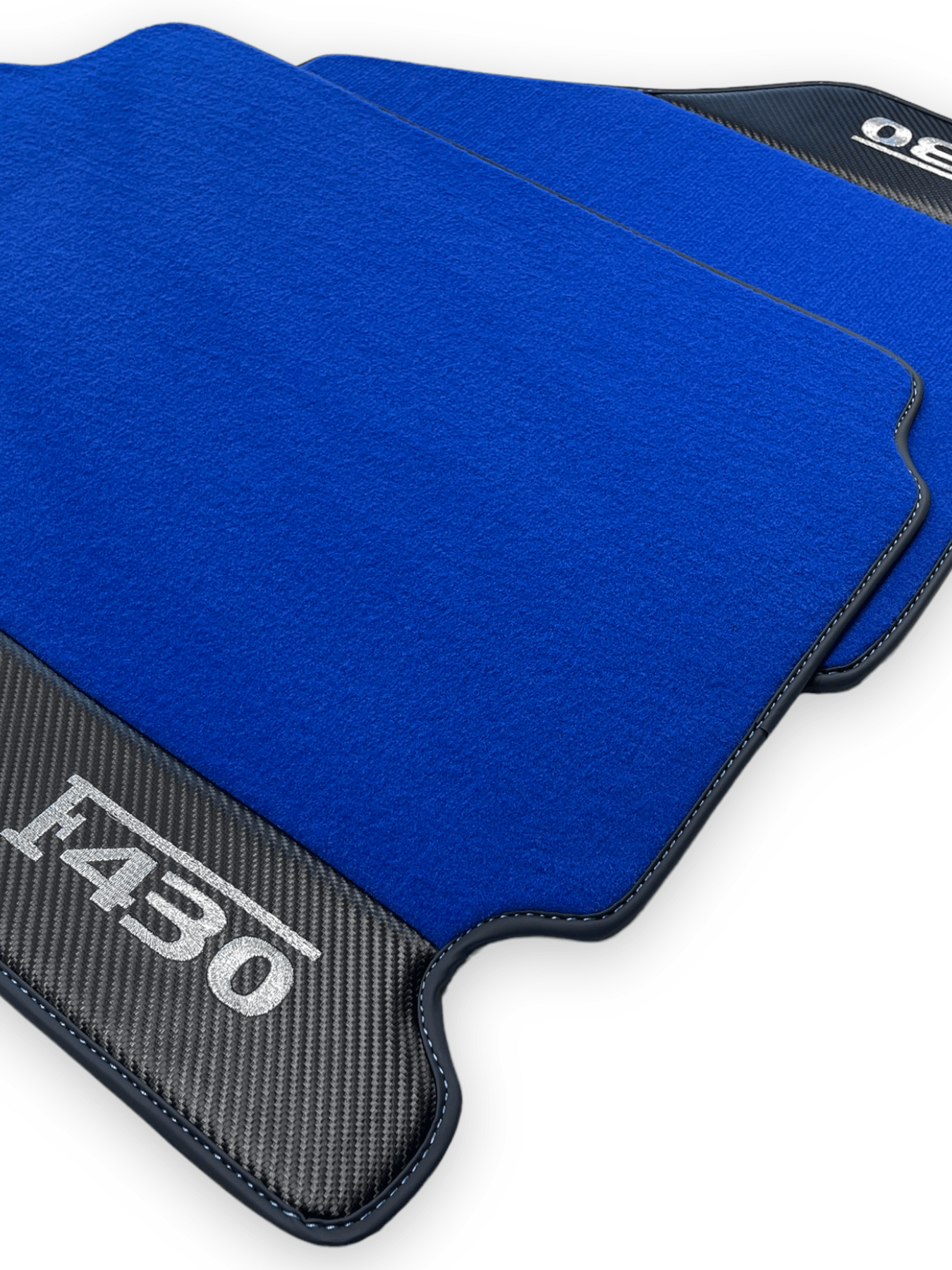 Blue Floor Mats For Ferrari F430 2004-2009 With Carbon Fiber Leather - AutoWin