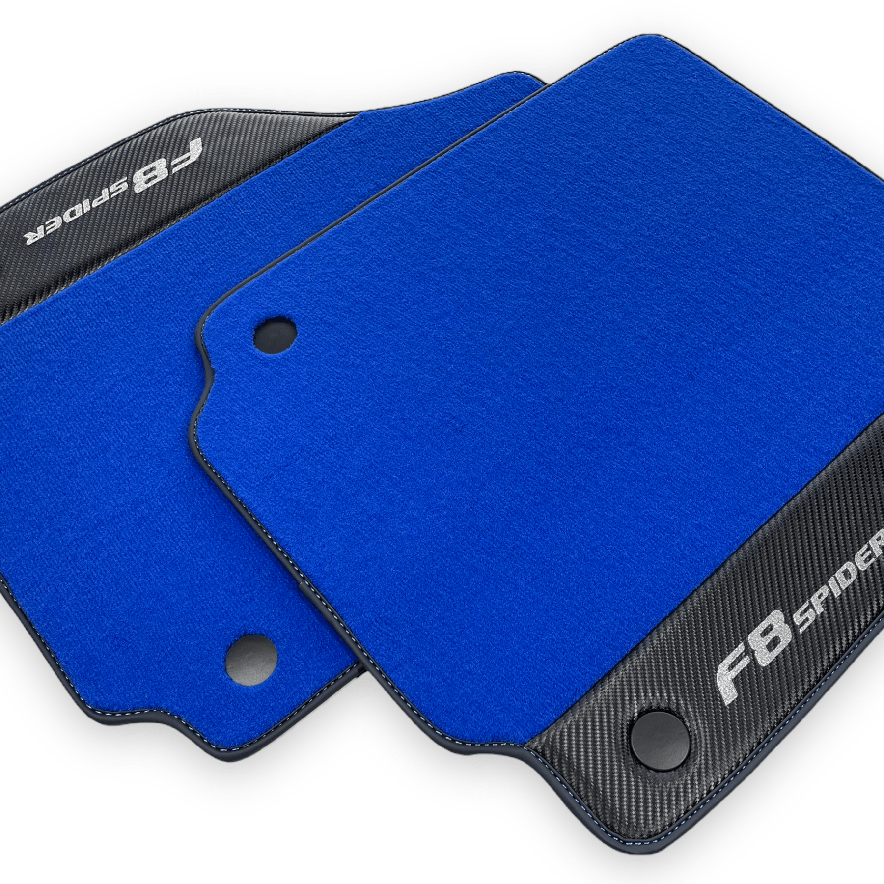 Blue Floor Mats For Ferrari F8 Spider 2019-2022 With Carbon Fiber Leather - AutoWin
